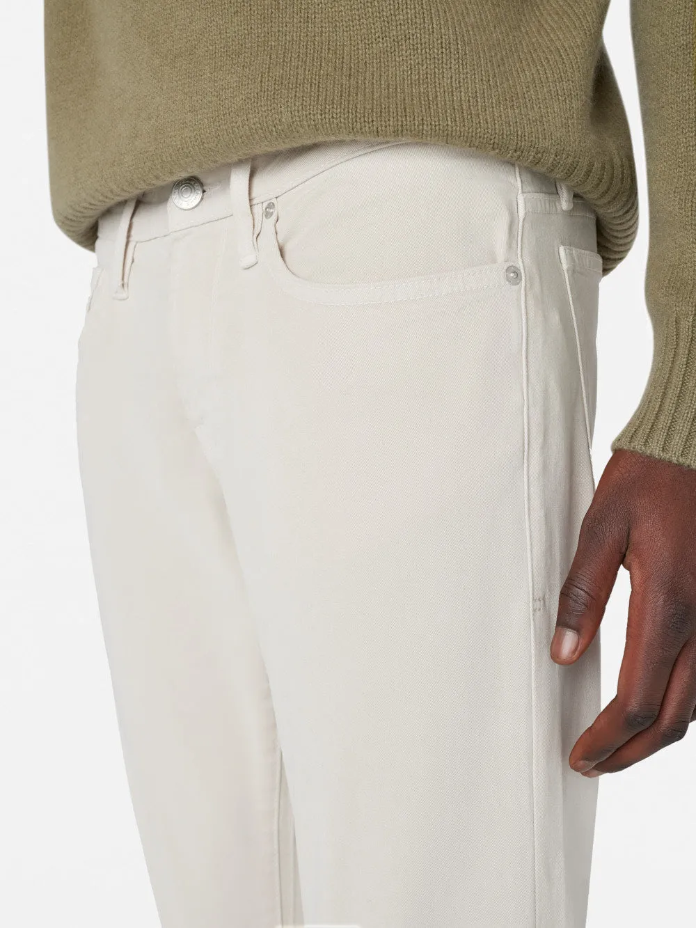 L'Homme Slim Crop Brushed Twill -- Milk Beige