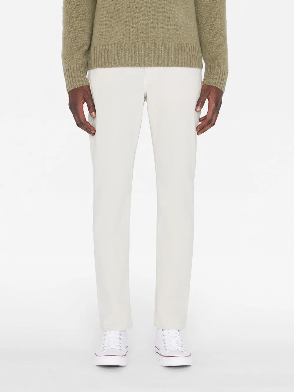 L'Homme Slim Crop Brushed Twill -- Milk Beige