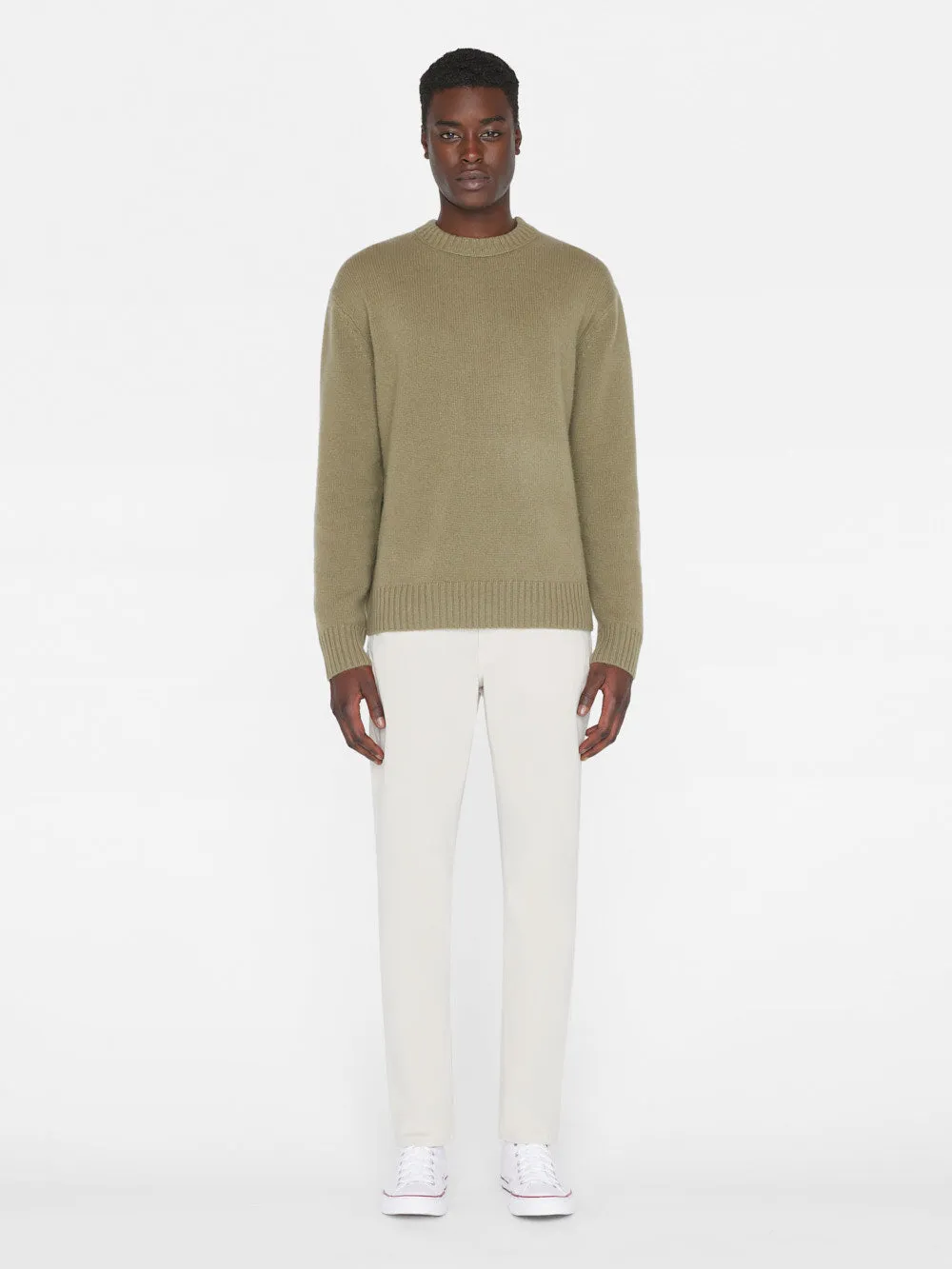 L'Homme Slim Crop Brushed Twill -- Milk Beige