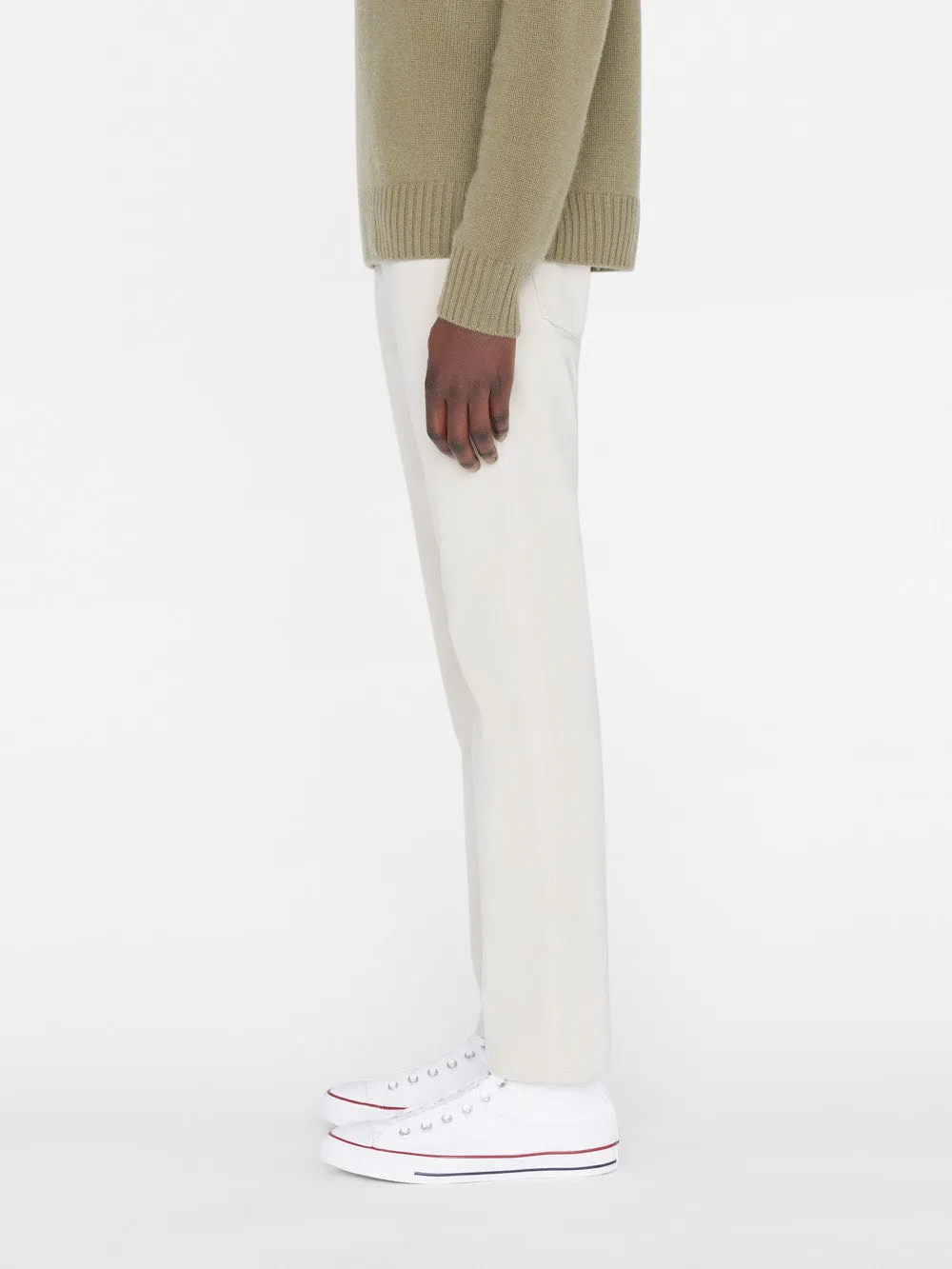 L'Homme Slim Crop Brushed Twill -- Milk Beige