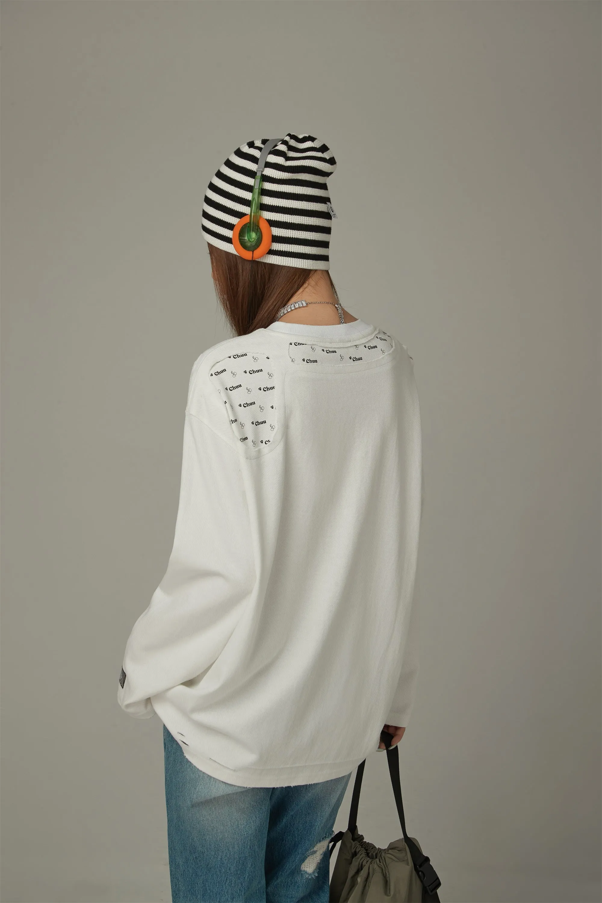 Logo Lettering Slit Boxy T-Shirt