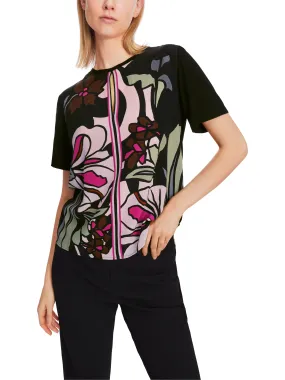 MARC CAIN Black Floral Print Blouse