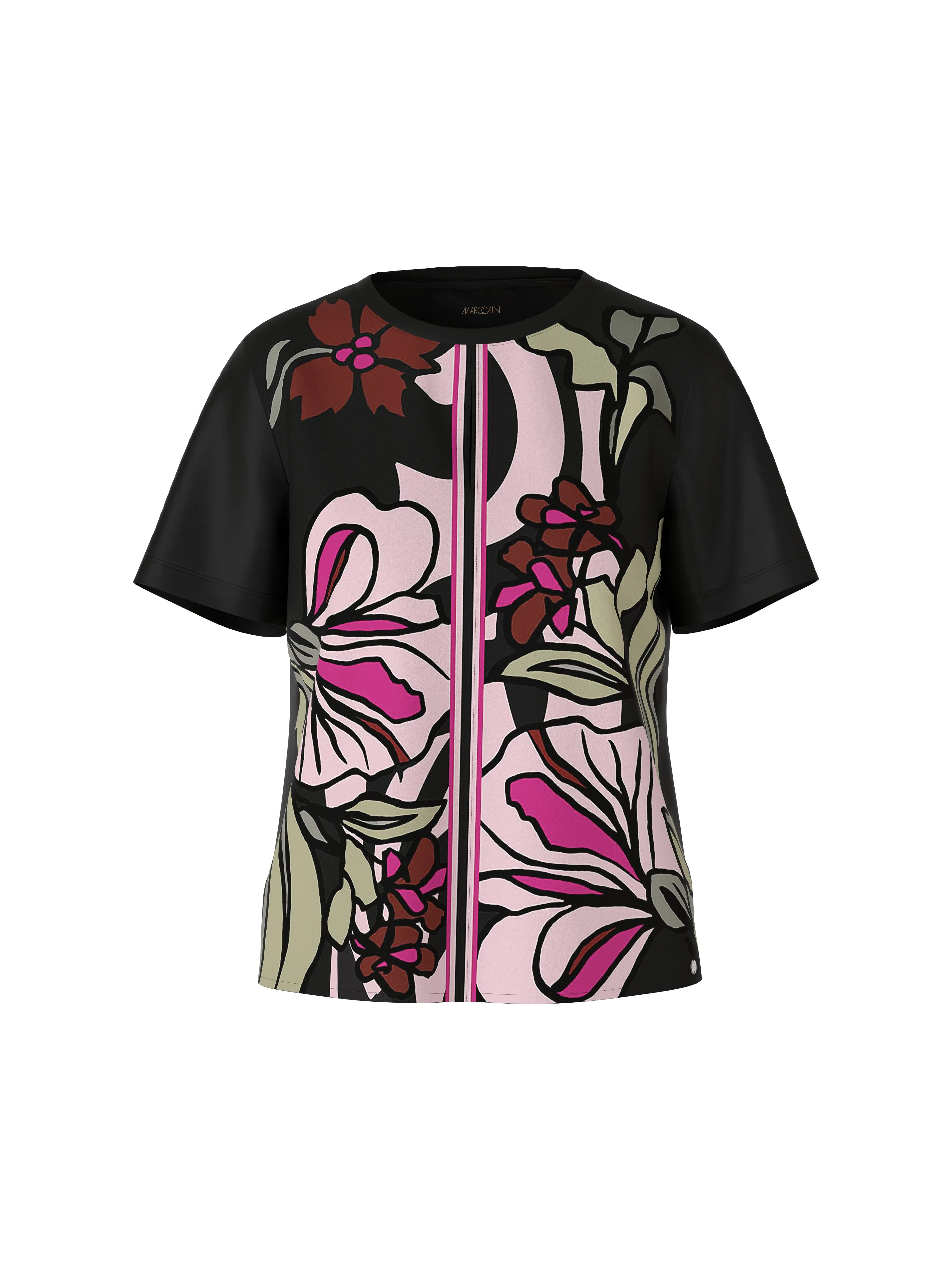 MARC CAIN Black Floral Print Blouse