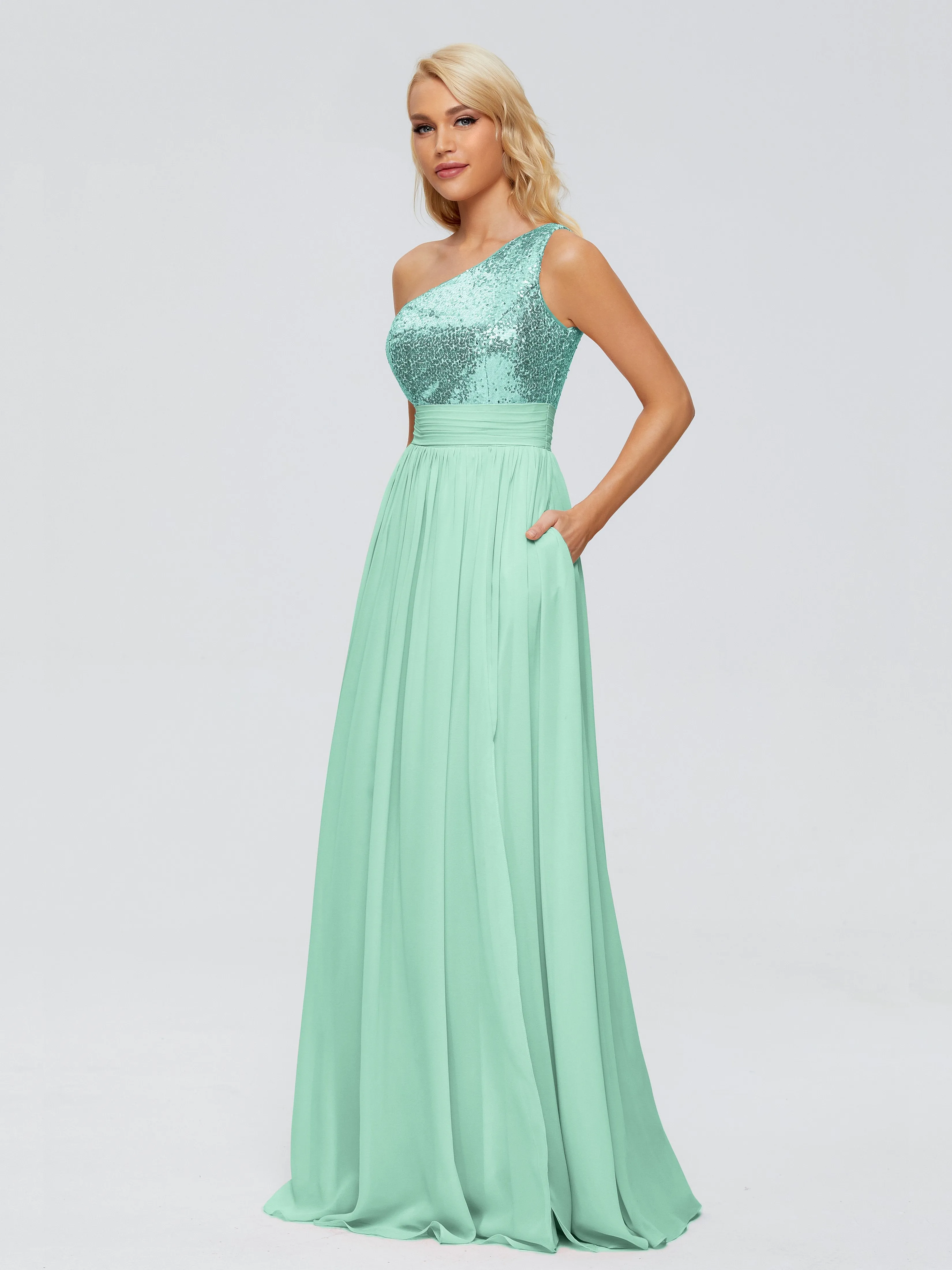 Margaret One-Shoulder Sequins Bridesmaid Dresses