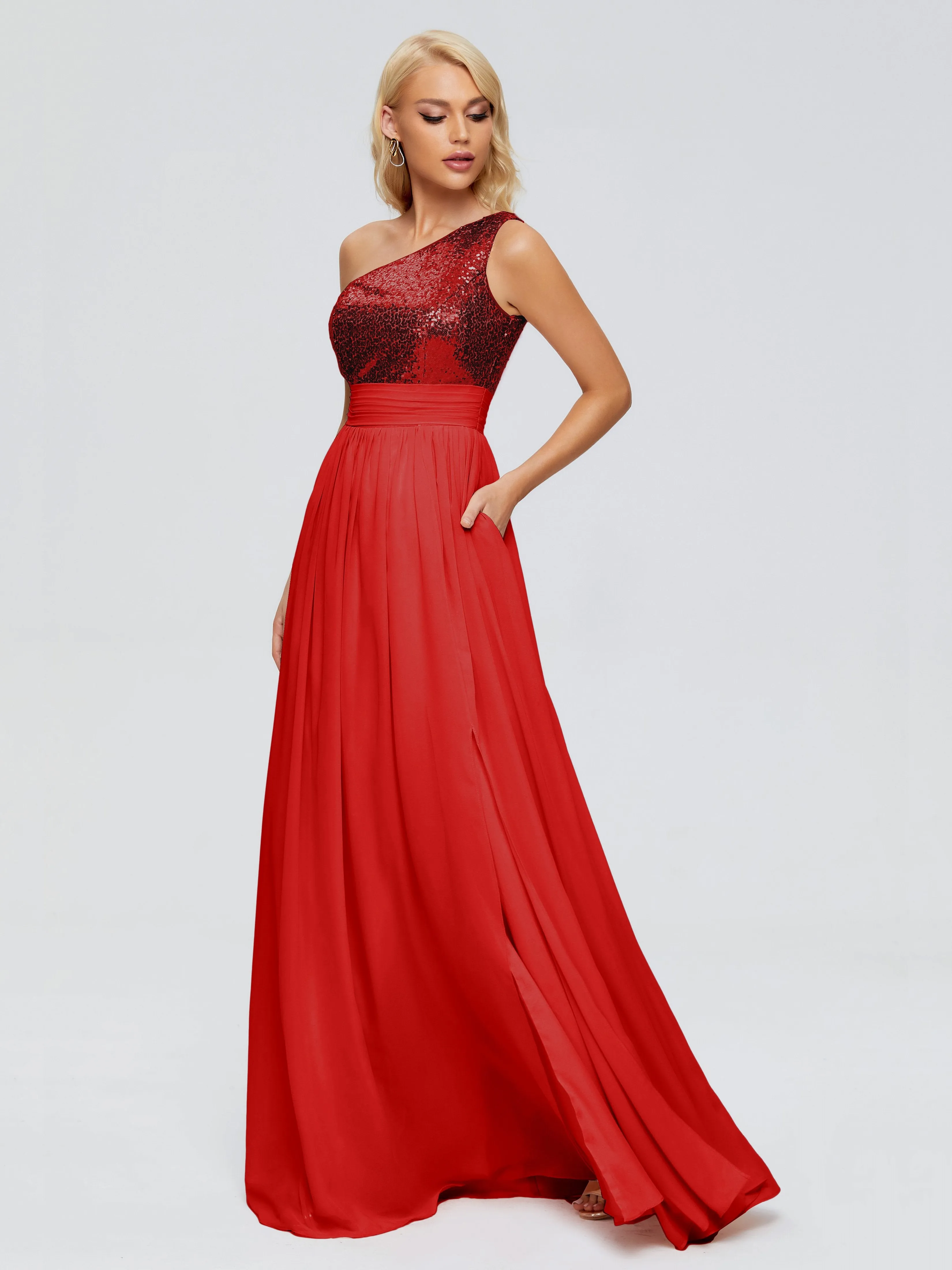 Margaret One-Shoulder Sequins Bridesmaid Dresses