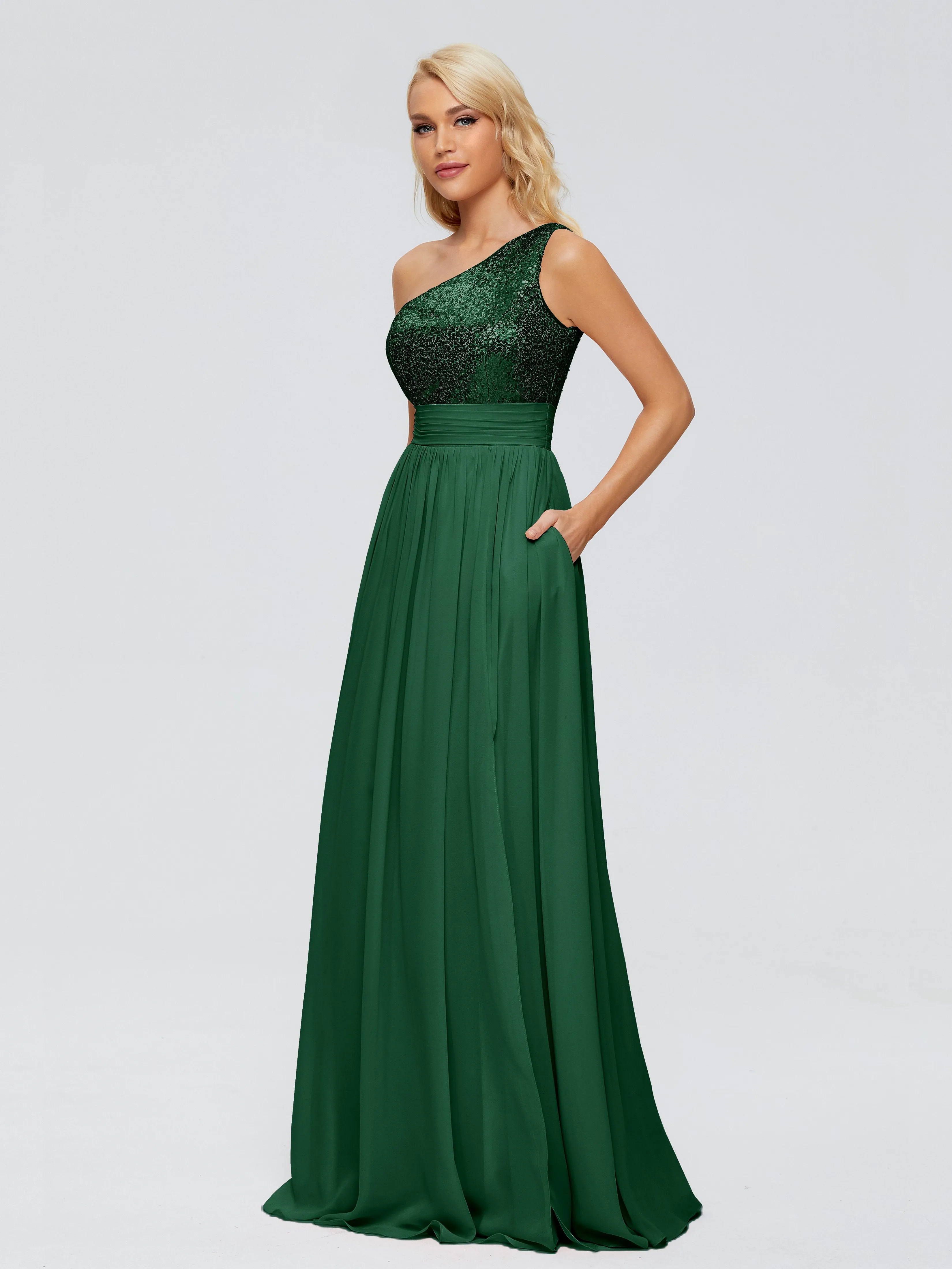 Margaret One-Shoulder Sequins Bridesmaid Dresses