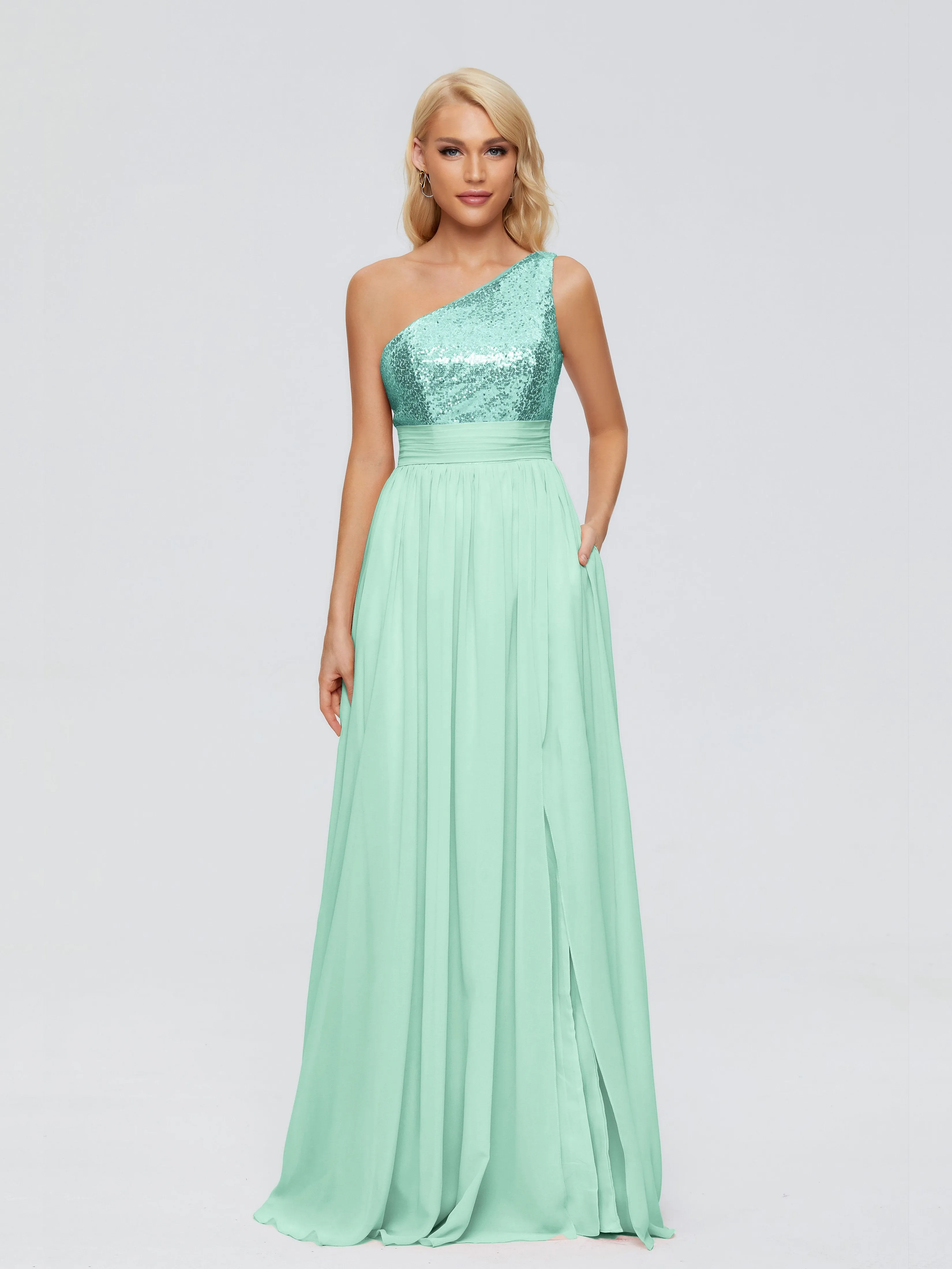 Margaret One-Shoulder Sequins Bridesmaid Dresses