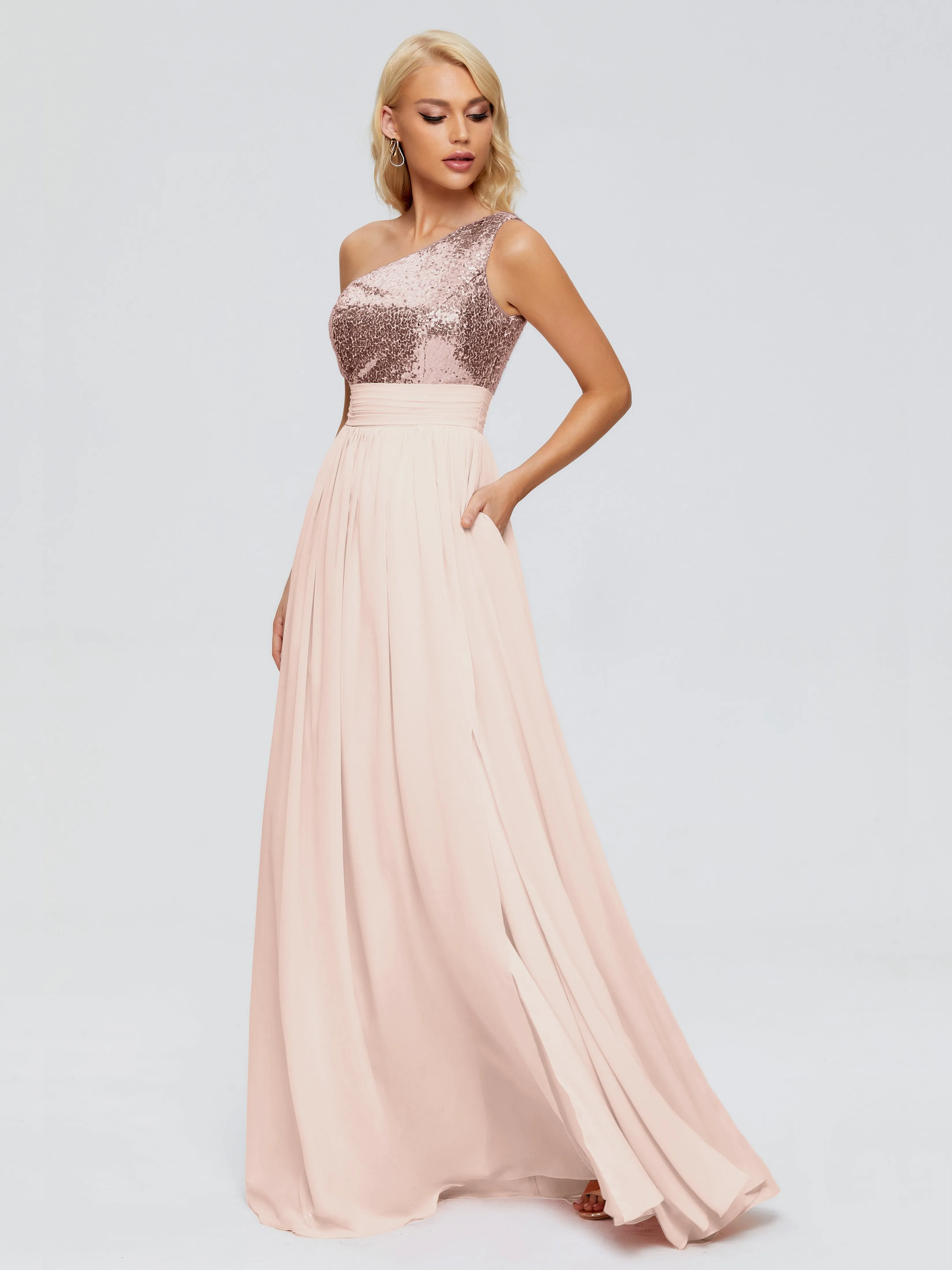 Margaret One-Shoulder Sequins Bridesmaid Dresses