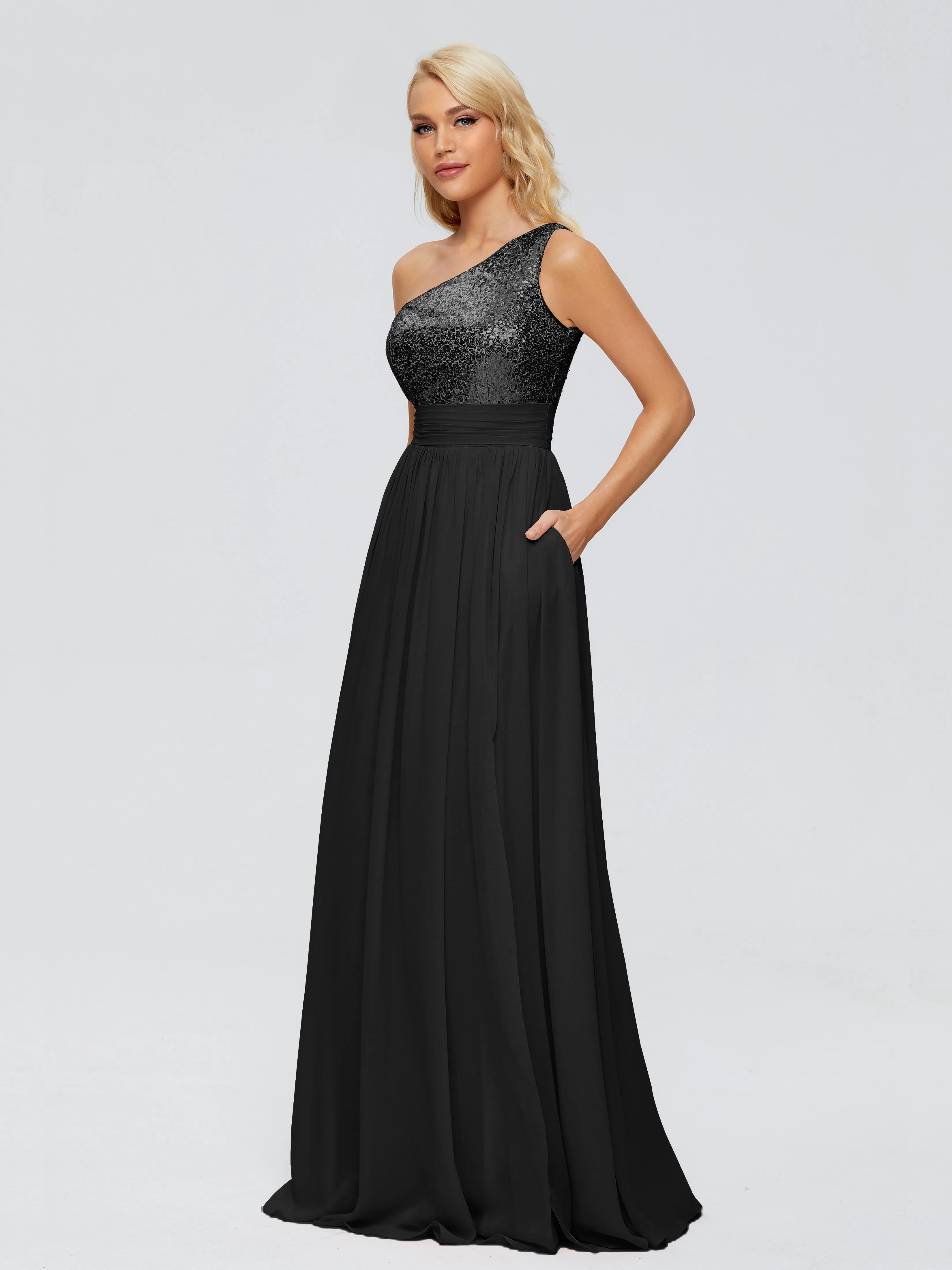 Margaret One-Shoulder Sequins Bridesmaid Dresses