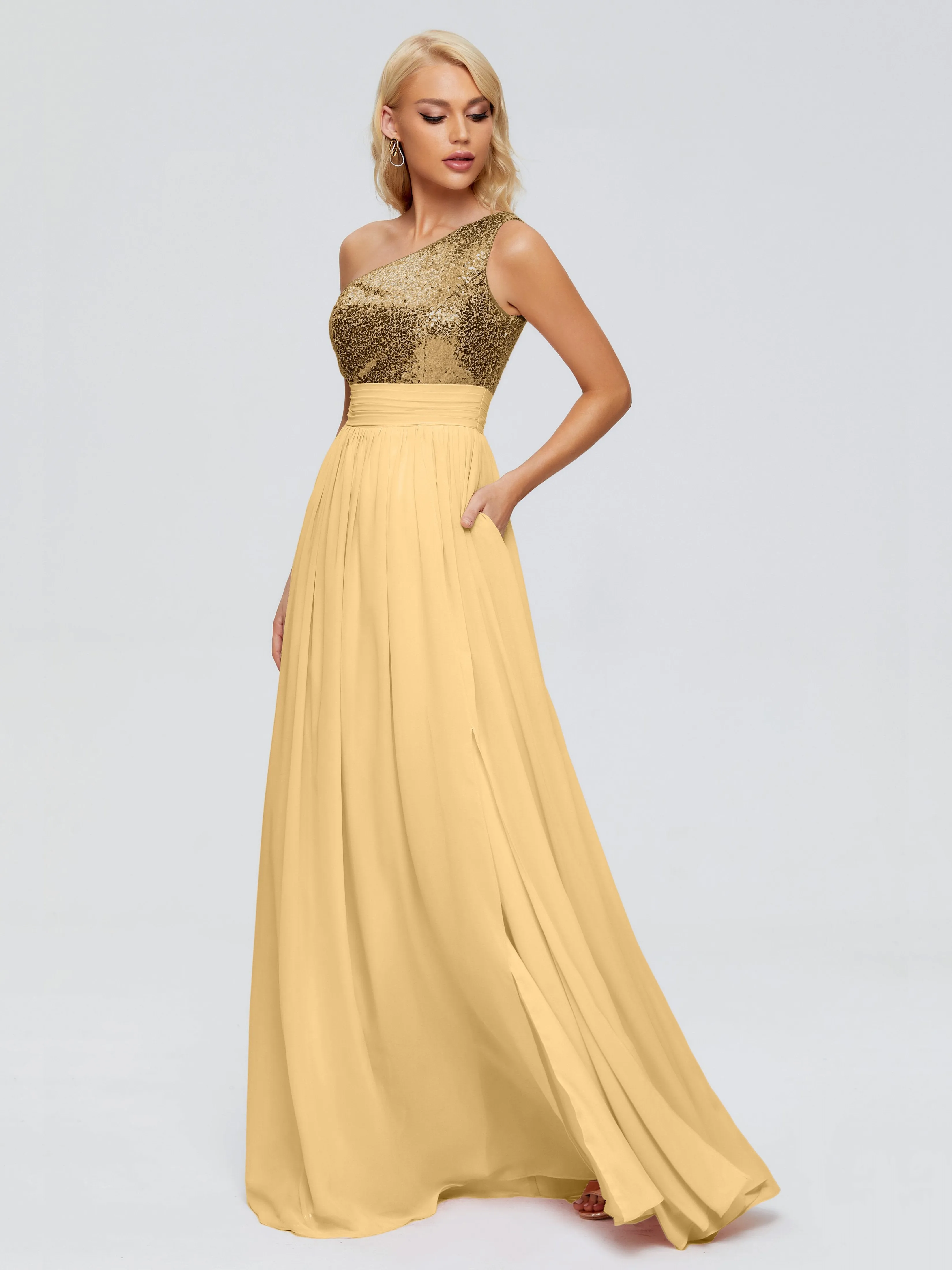 Margaret One-Shoulder Sequins Bridesmaid Dresses