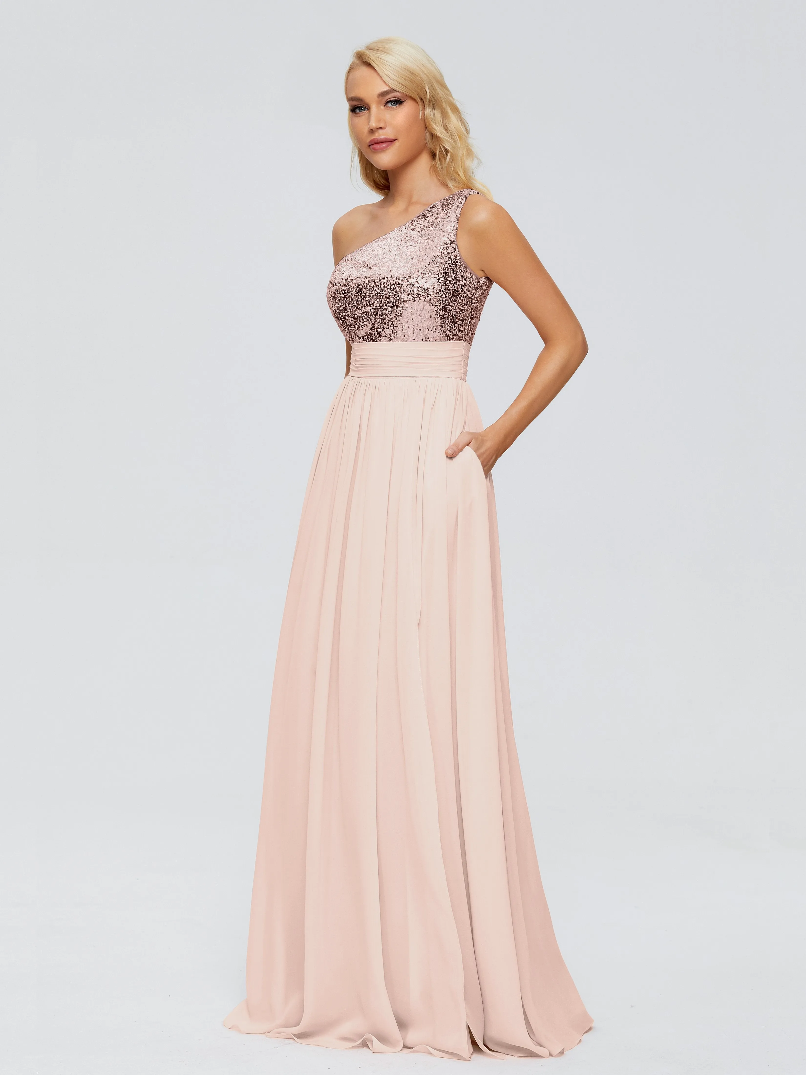 Margaret One-Shoulder Sequins Bridesmaid Dresses