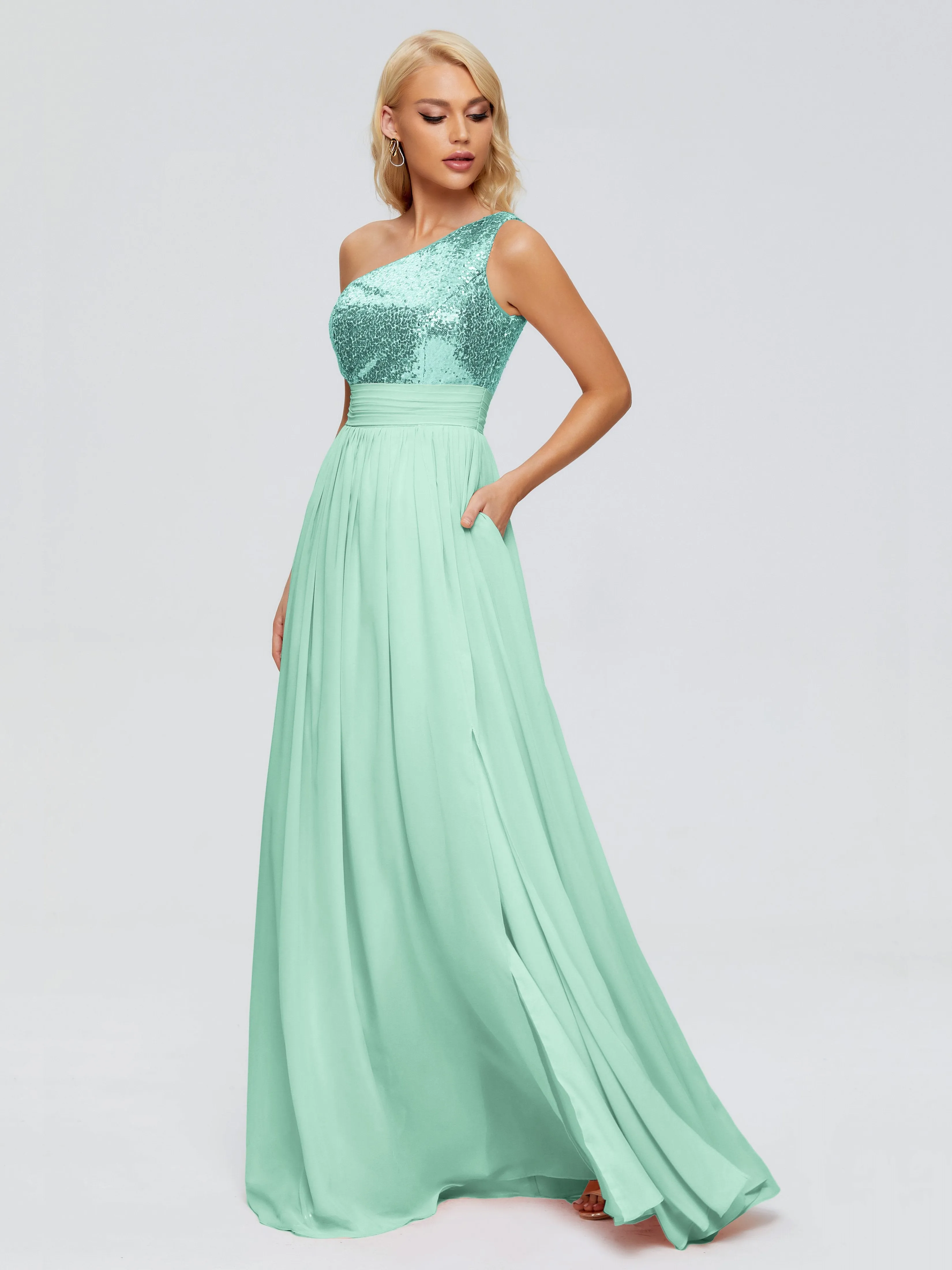 Margaret One-Shoulder Sequins Bridesmaid Dresses