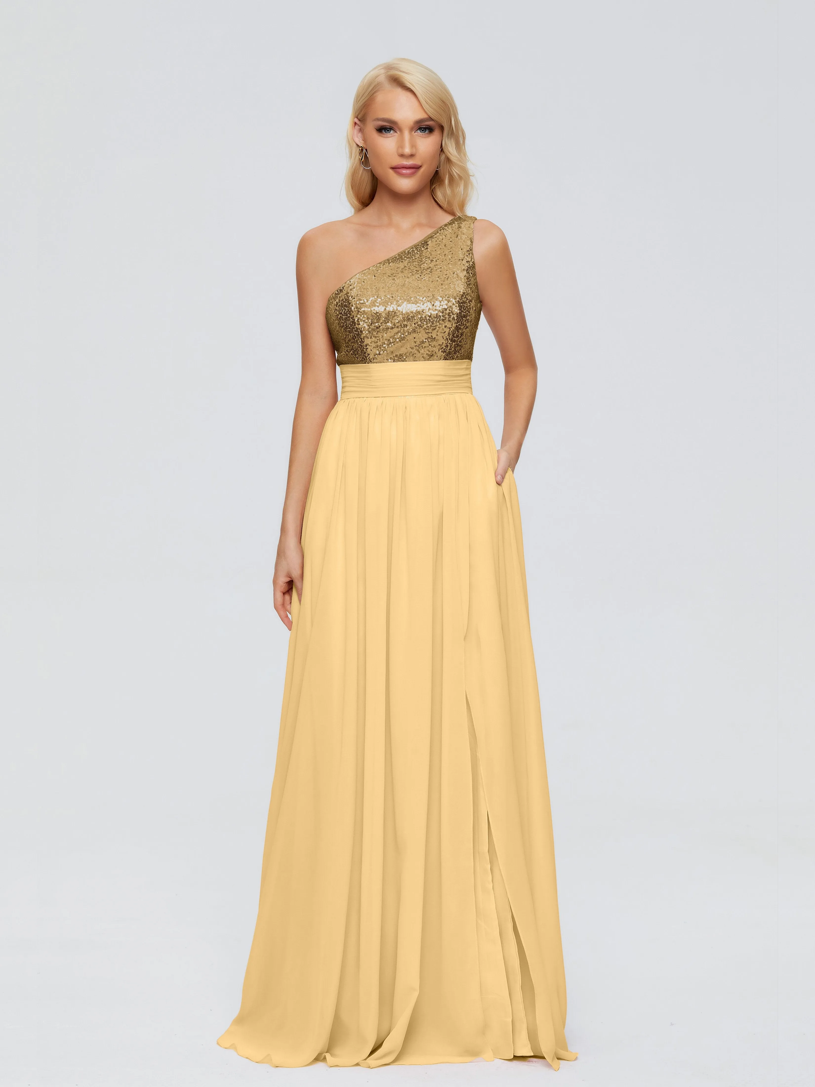 Margaret One-Shoulder Sequins Bridesmaid Dresses