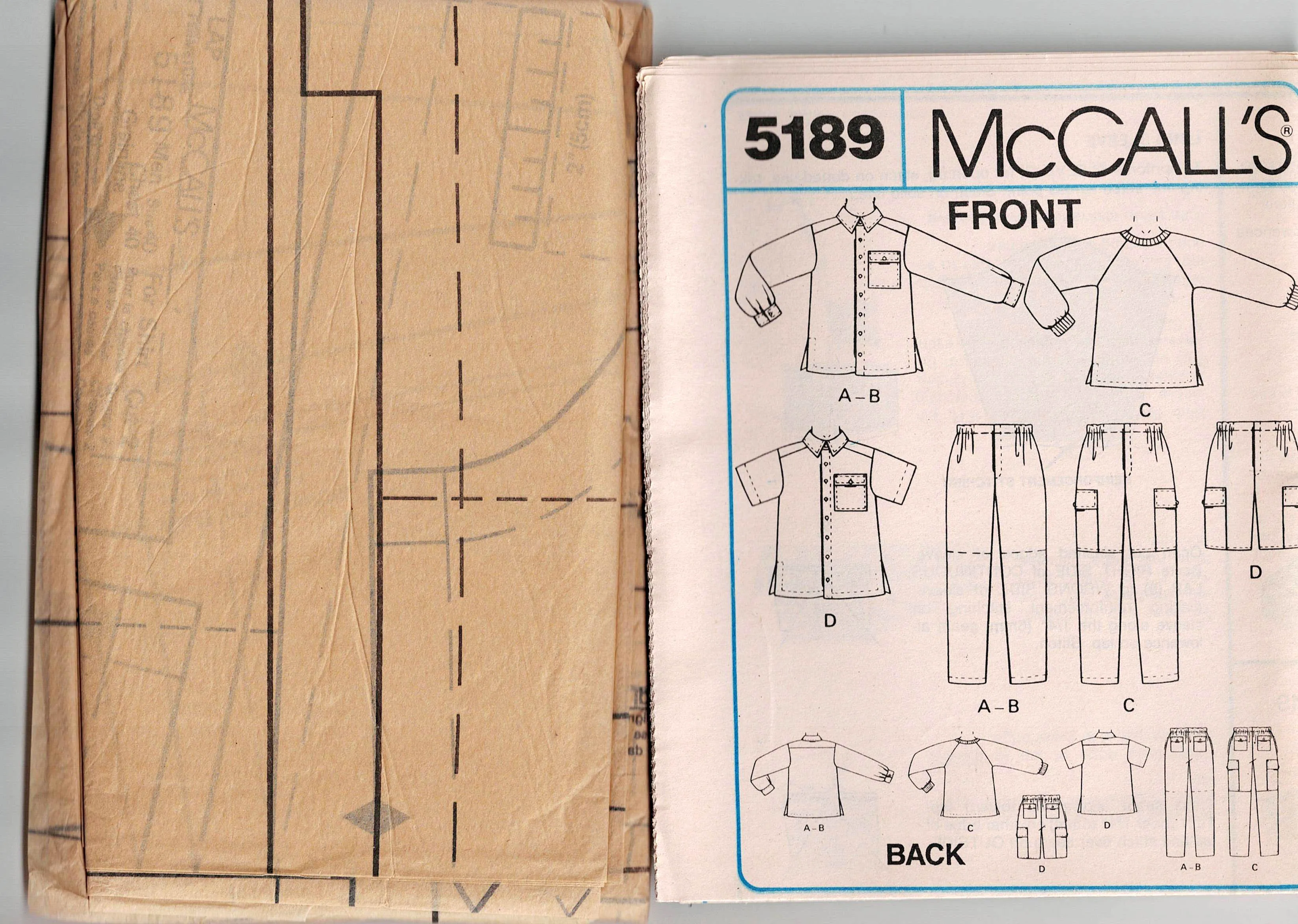 McCall's 5189 Mens Casual Wardrobe Separates 1990s Vintage Sewing Pattern Chest 40 inches UNCUT Factory Folded