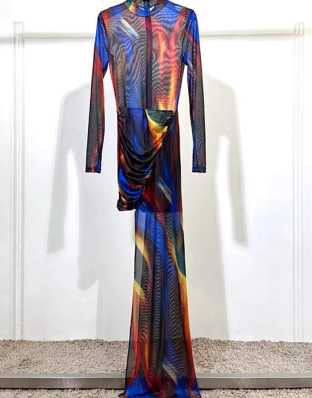 Mesh Flame Asymmetrical Dress