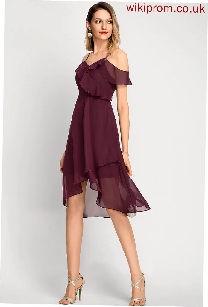 Off-the-Shoulder Dress Asymmetrical A-Line Ashley Cocktail Dresses Chiffon Cocktail