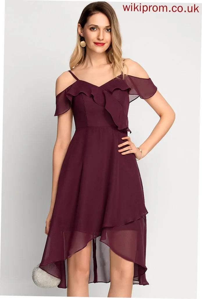 Off-the-Shoulder Dress Asymmetrical A-Line Ashley Cocktail Dresses Chiffon Cocktail