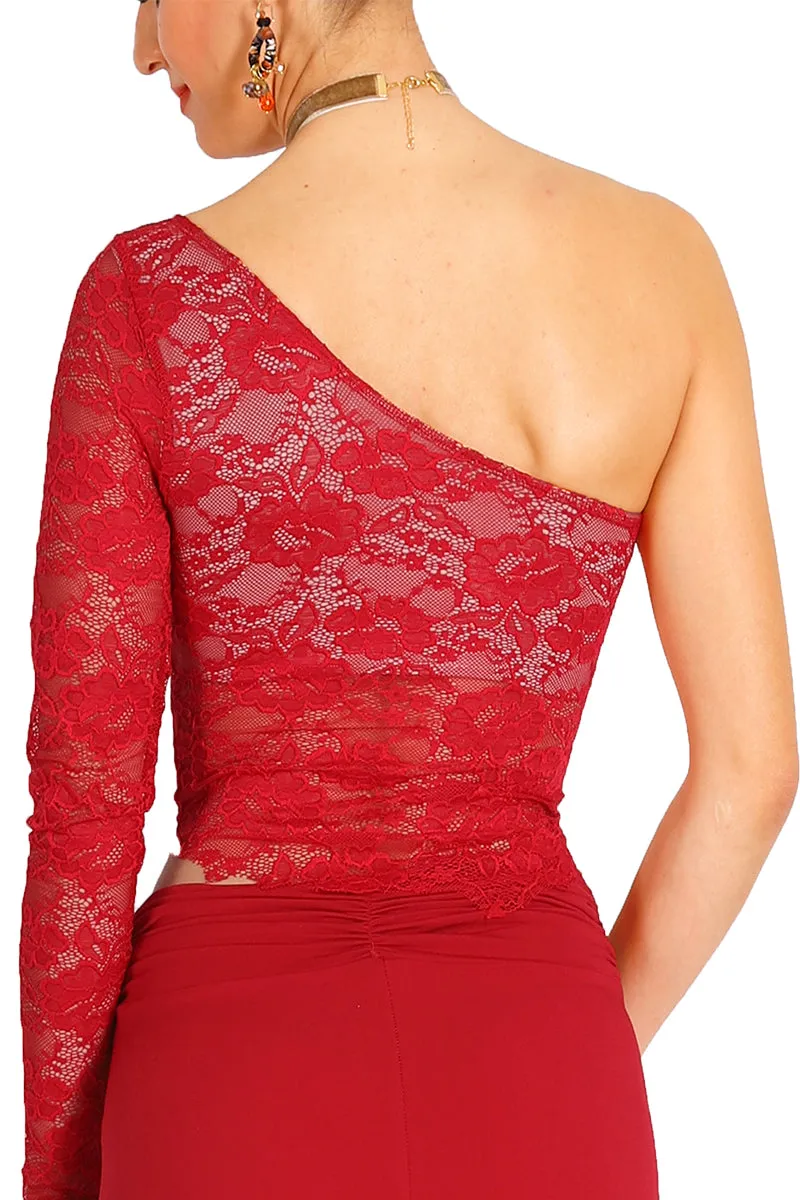 One-shoulder Lace Milonga Top