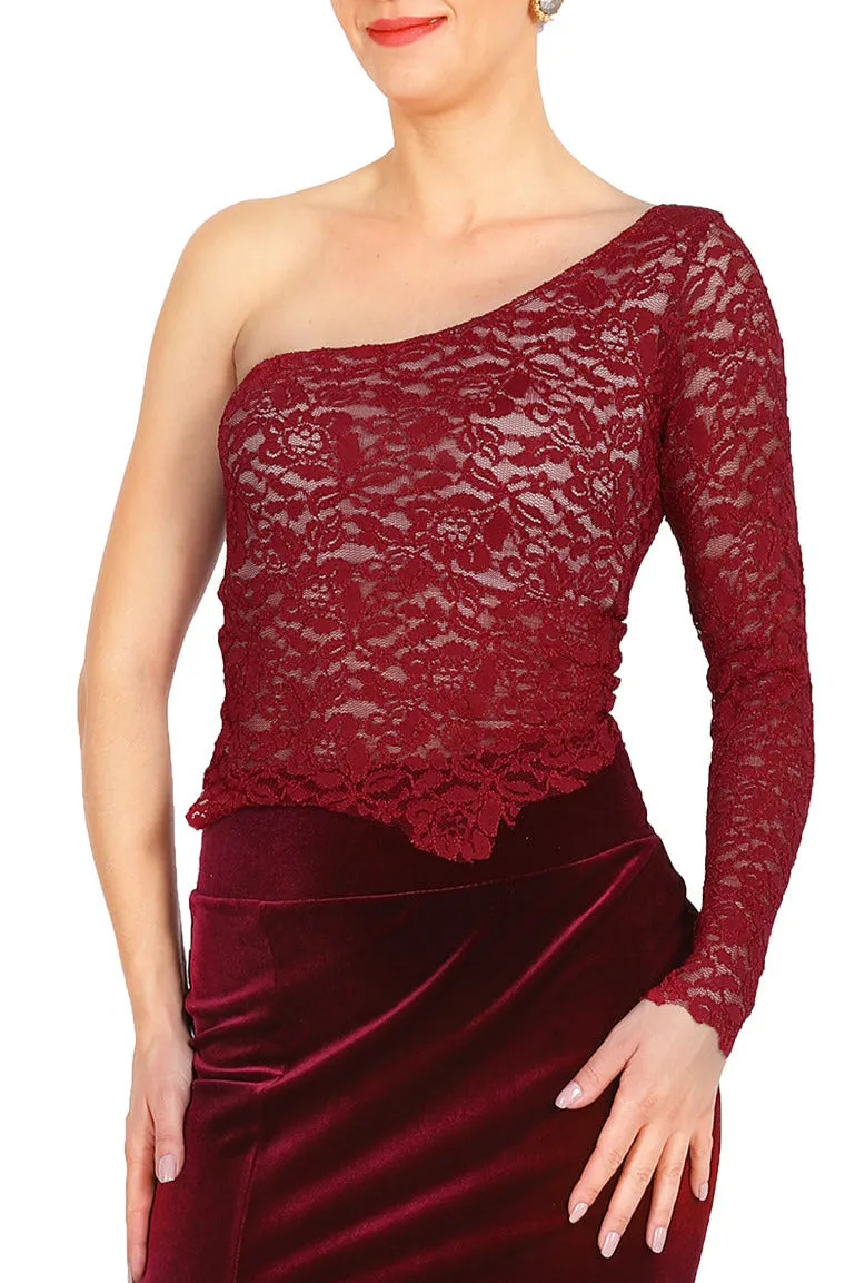 One-shoulder Lace Milonga Top