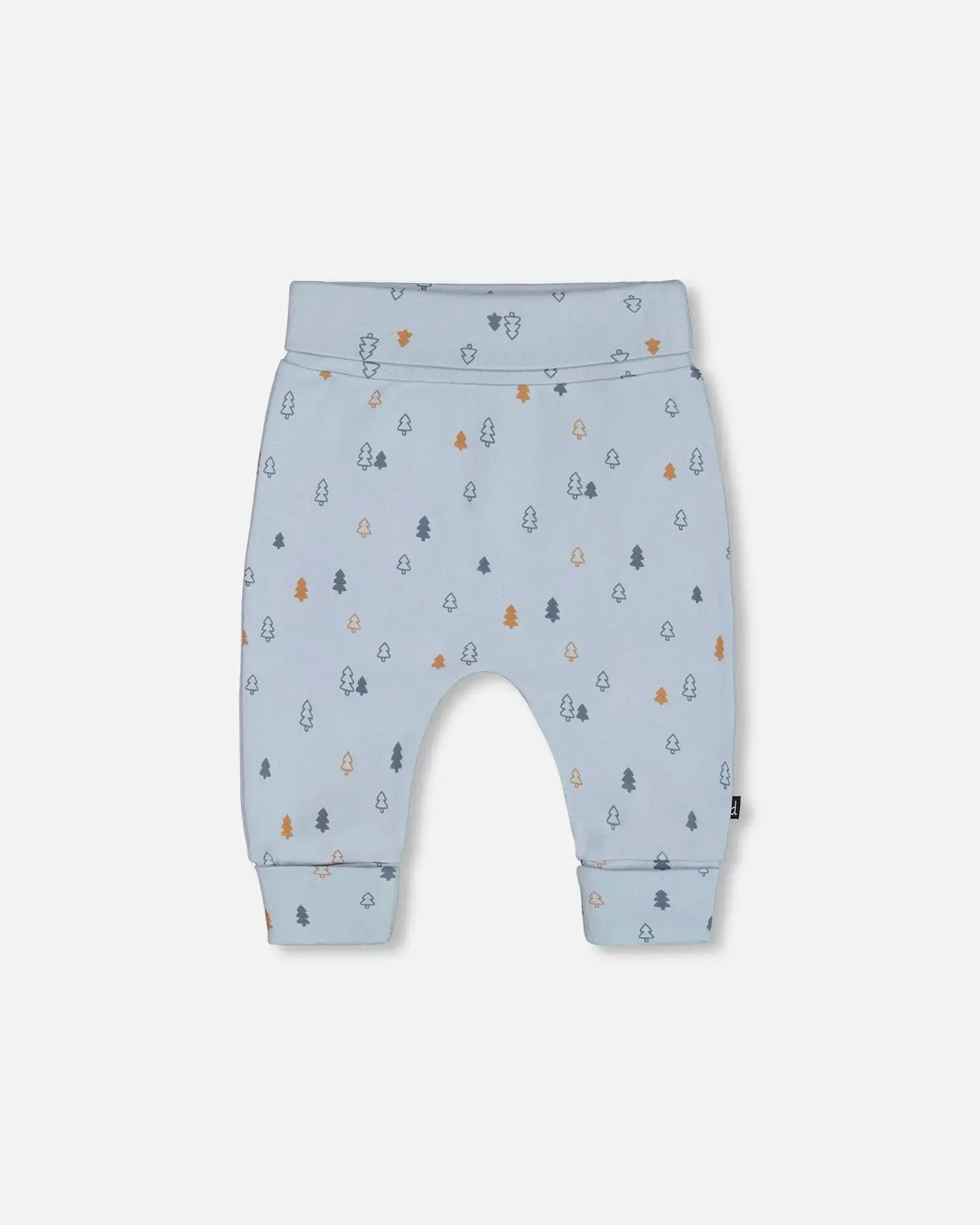 Organic Cotton Printed Evolutive Pant Light Blue With Pine