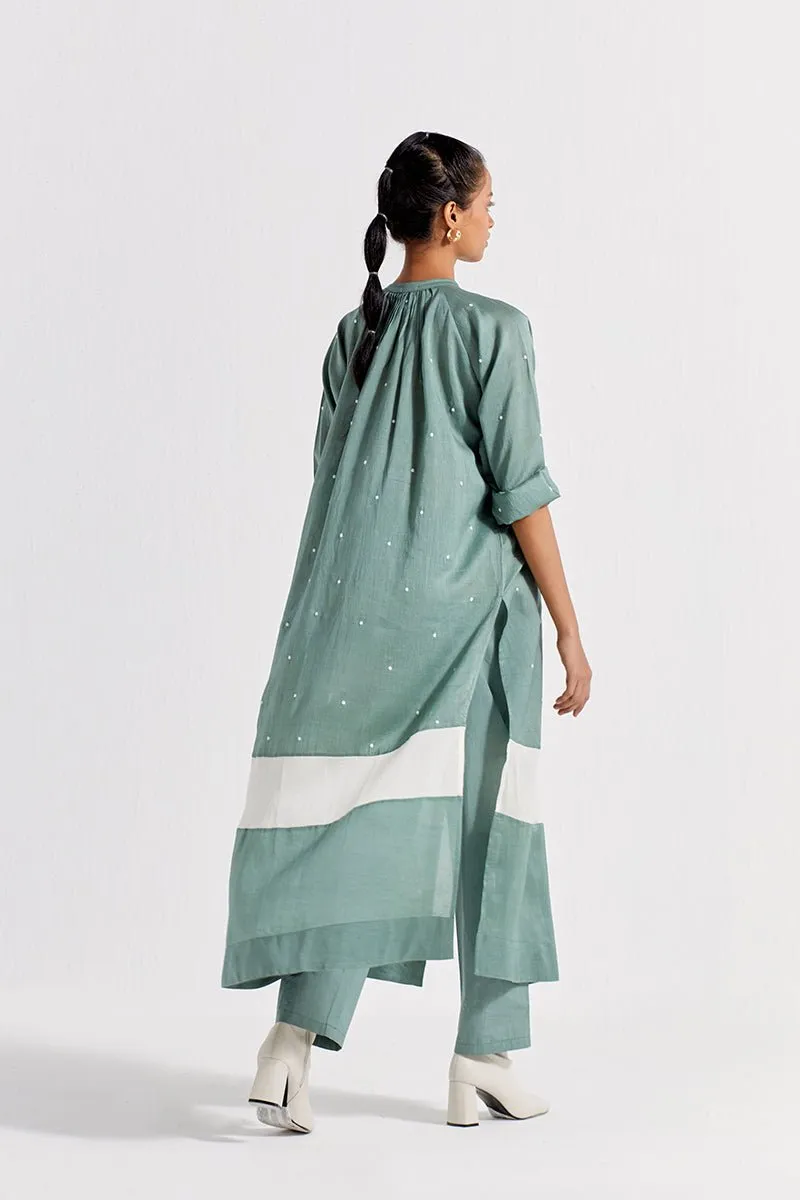 Panel Gather Neck shirt - Jade