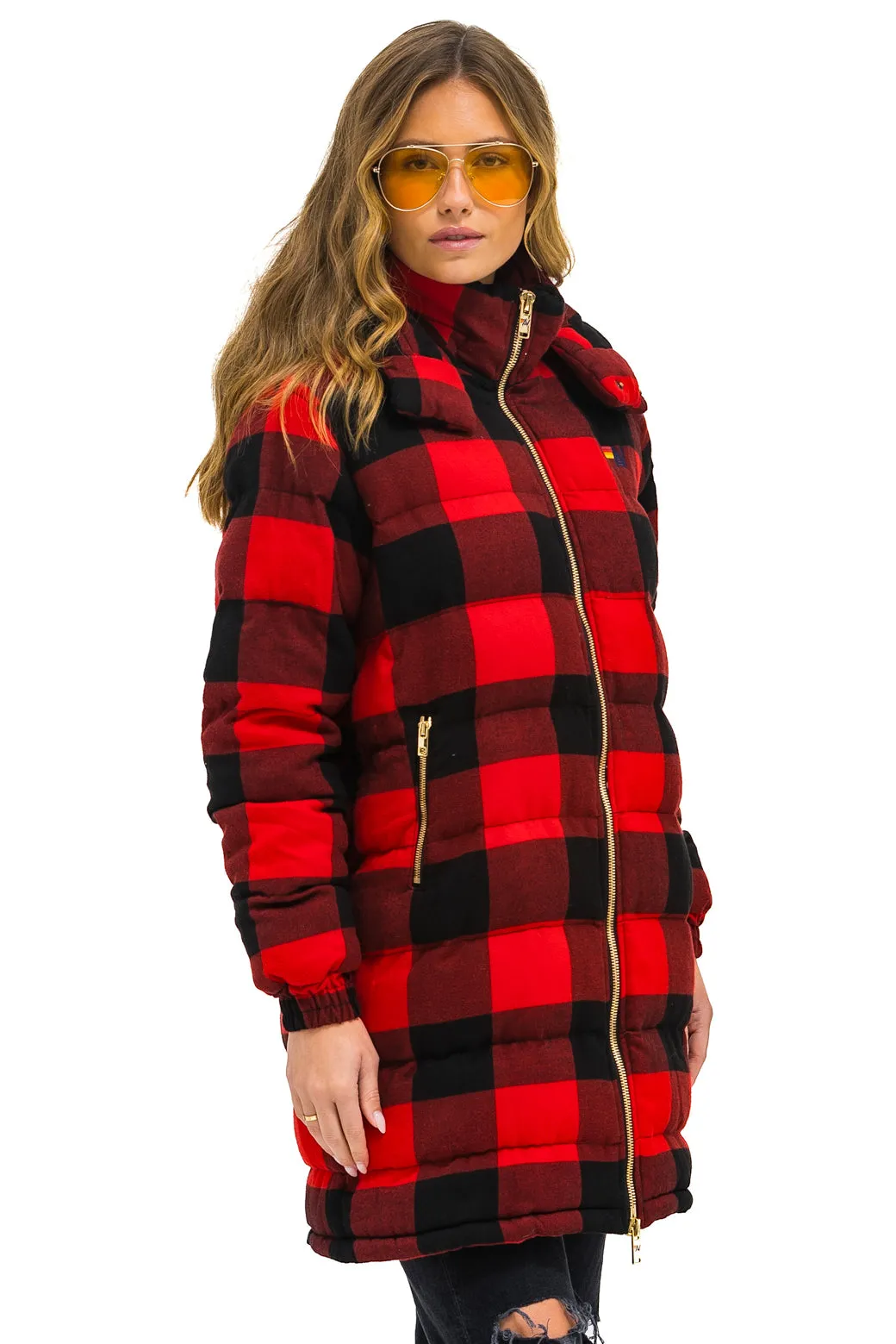 PLAID UNISEX LONG TREKKER JACKET - BUFFALO PLAID