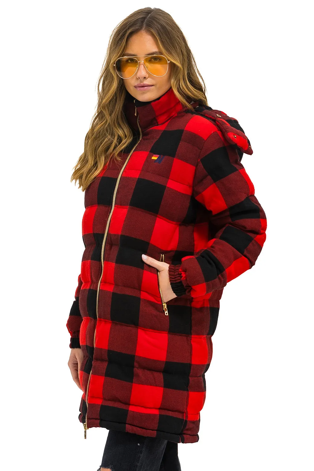 PLAID UNISEX LONG TREKKER JACKET - BUFFALO PLAID