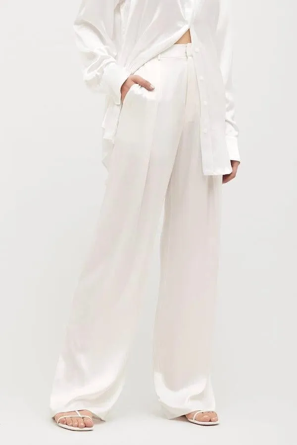 Relaxed Silk Lounge Pant White