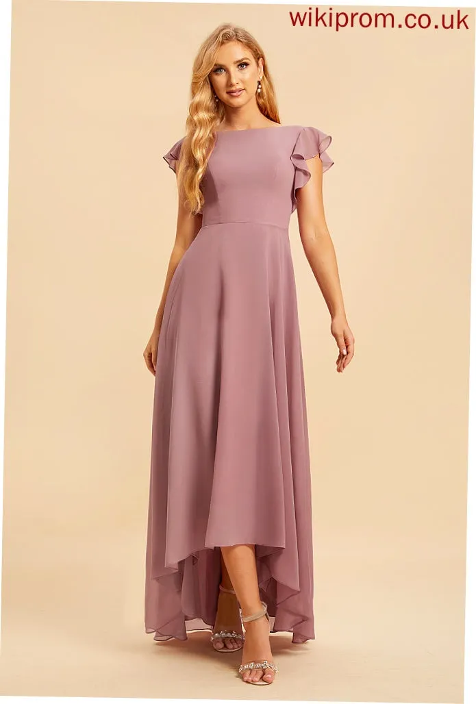 Ruffle Fabric Asymmetrical Neckline ScoopNeck Embellishment Length A-Line Silhouette Patricia A-Line/Princess Floor Length Bridesmaid Dresses