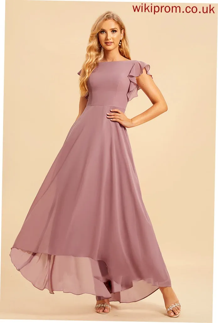 Ruffle Fabric Asymmetrical Neckline ScoopNeck Embellishment Length A-Line Silhouette Patricia A-Line/Princess Floor Length Bridesmaid Dresses