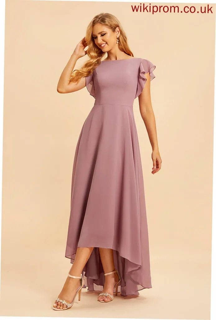 Ruffle Fabric Asymmetrical Neckline ScoopNeck Embellishment Length A-Line Silhouette Patricia A-Line/Princess Floor Length Bridesmaid Dresses