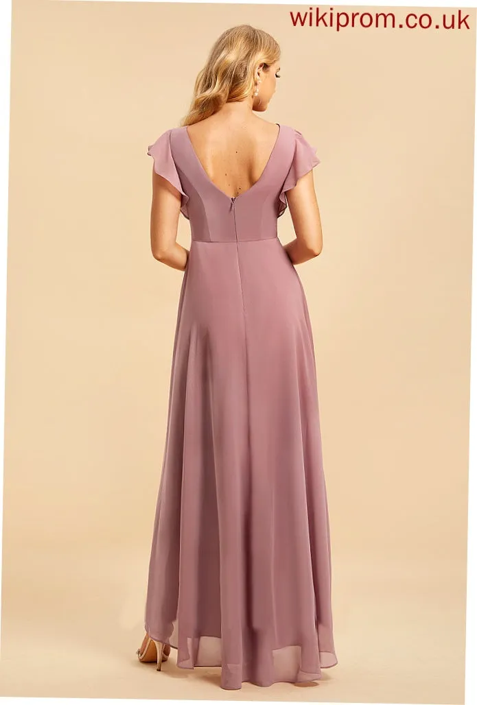 Ruffle Fabric Asymmetrical Neckline ScoopNeck Embellishment Length A-Line Silhouette Patricia A-Line/Princess Floor Length Bridesmaid Dresses