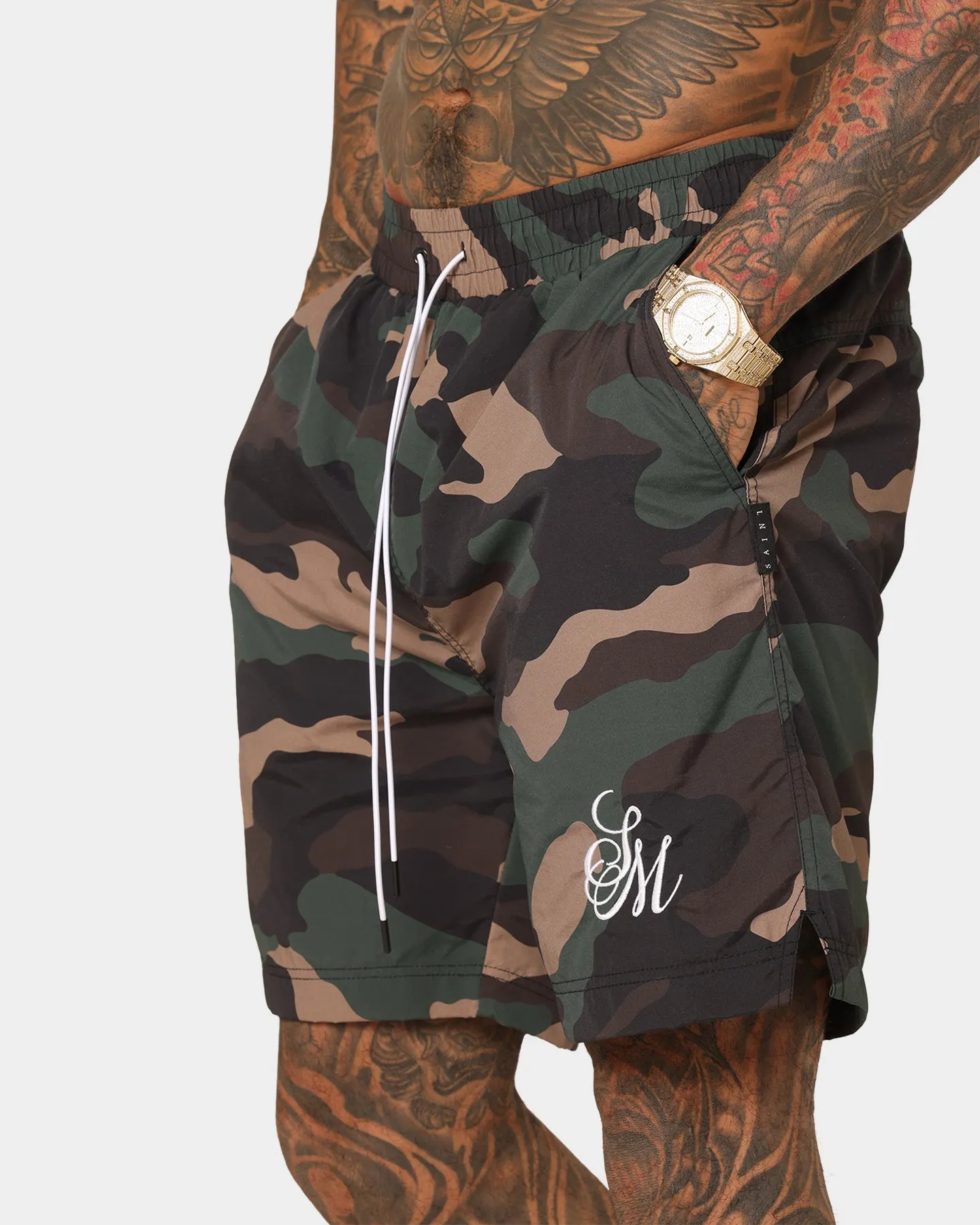 Saint Morta Timeless Camo Beach Shorts Woodland Camo