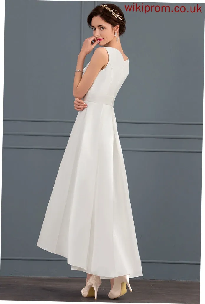 Satin Wedding A-Line Dress Square Asymmetrical Tamara Wedding Dresses