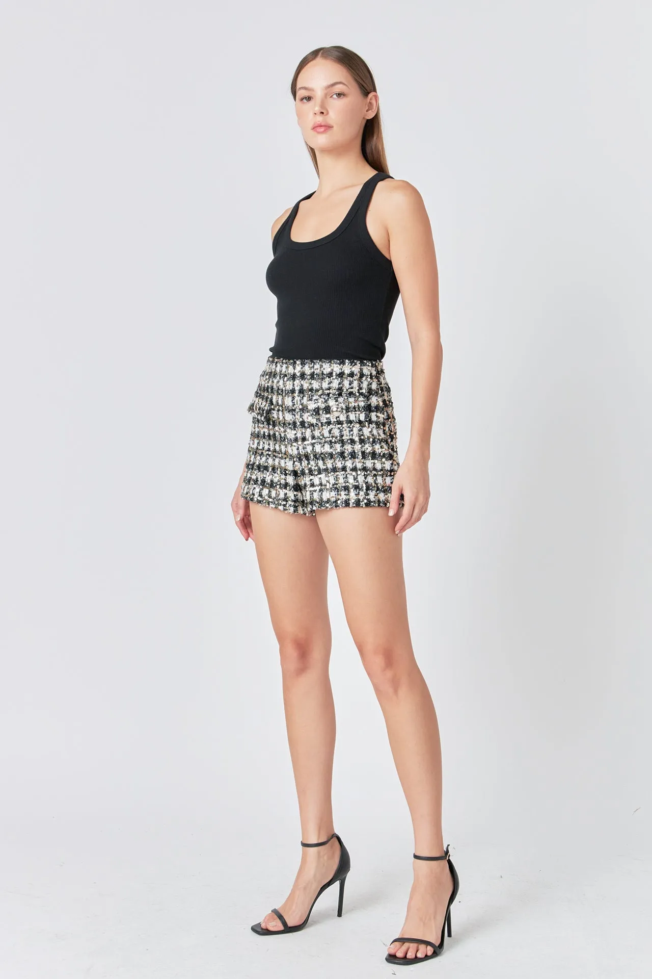 Sequins Check Shorts