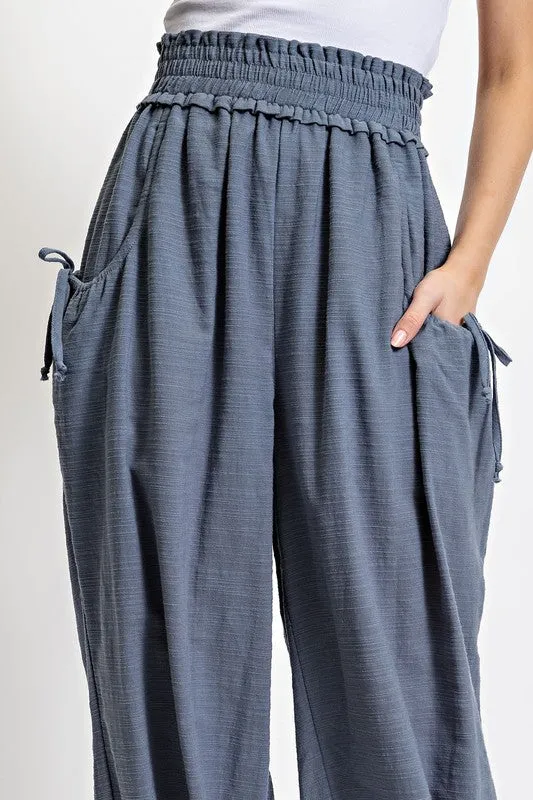 Slate Blue Voluminous Relaxed Fit Pant