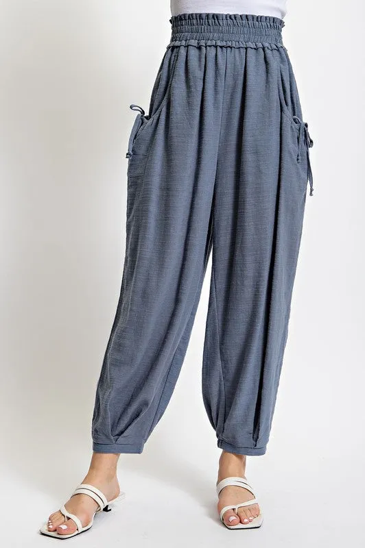 Slate Blue Voluminous Relaxed Fit Pant