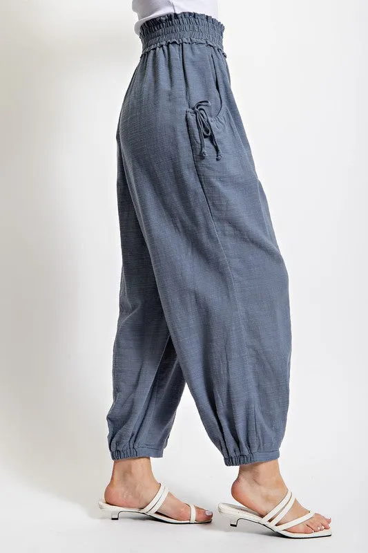 Slate Blue Voluminous Relaxed Fit Pant