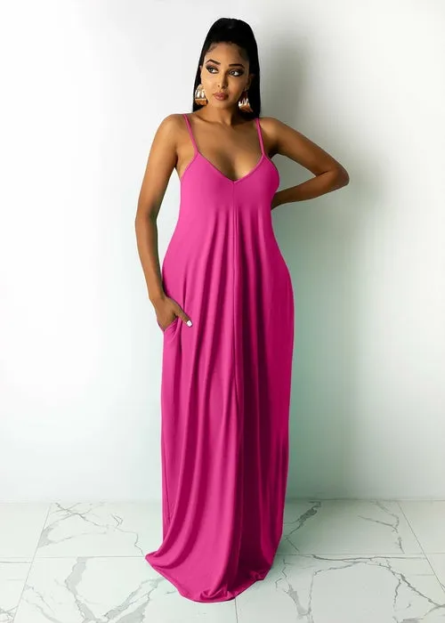 Sleeveless Solid Maxi Dress