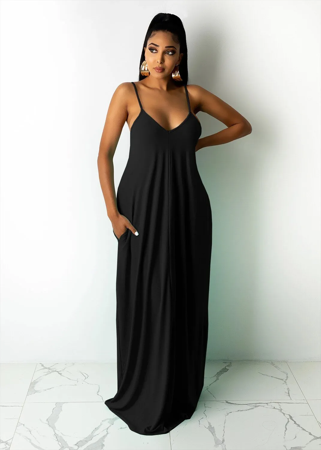 Sleeveless Solid Maxi Dress