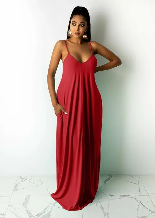 Sleeveless Solid Maxi Dress