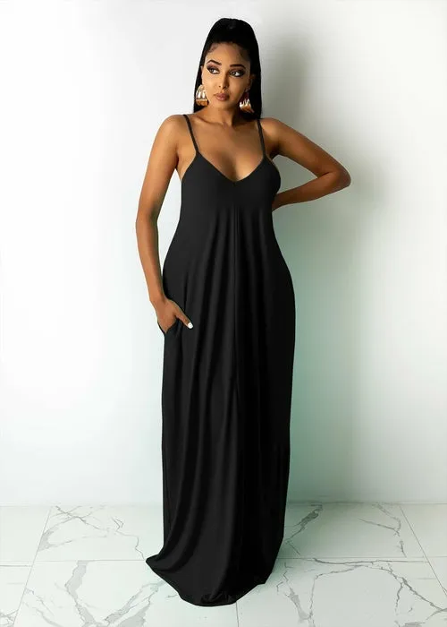 Sleeveless Solid Maxi Dress