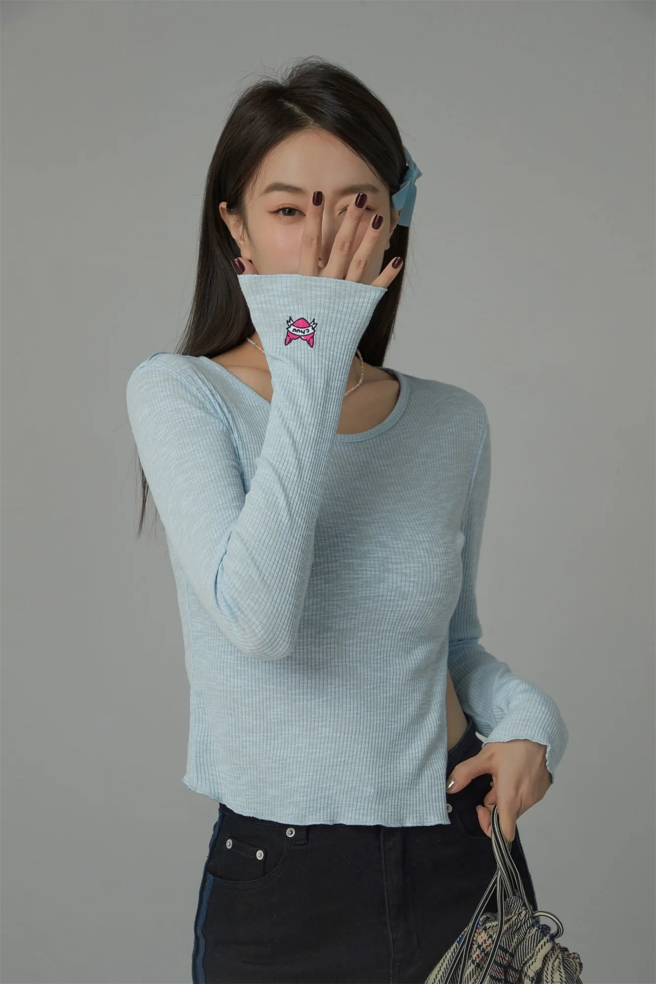 Slim Side Slit Long Sleeve T-Shirt