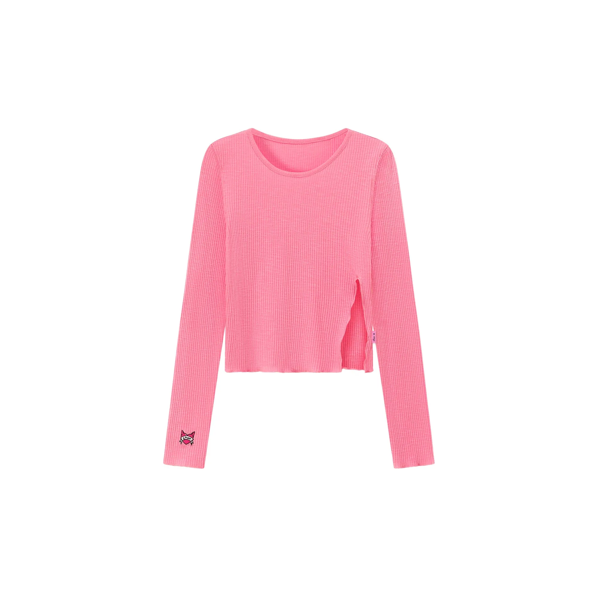 Slim Side Slit Long Sleeve T-Shirt