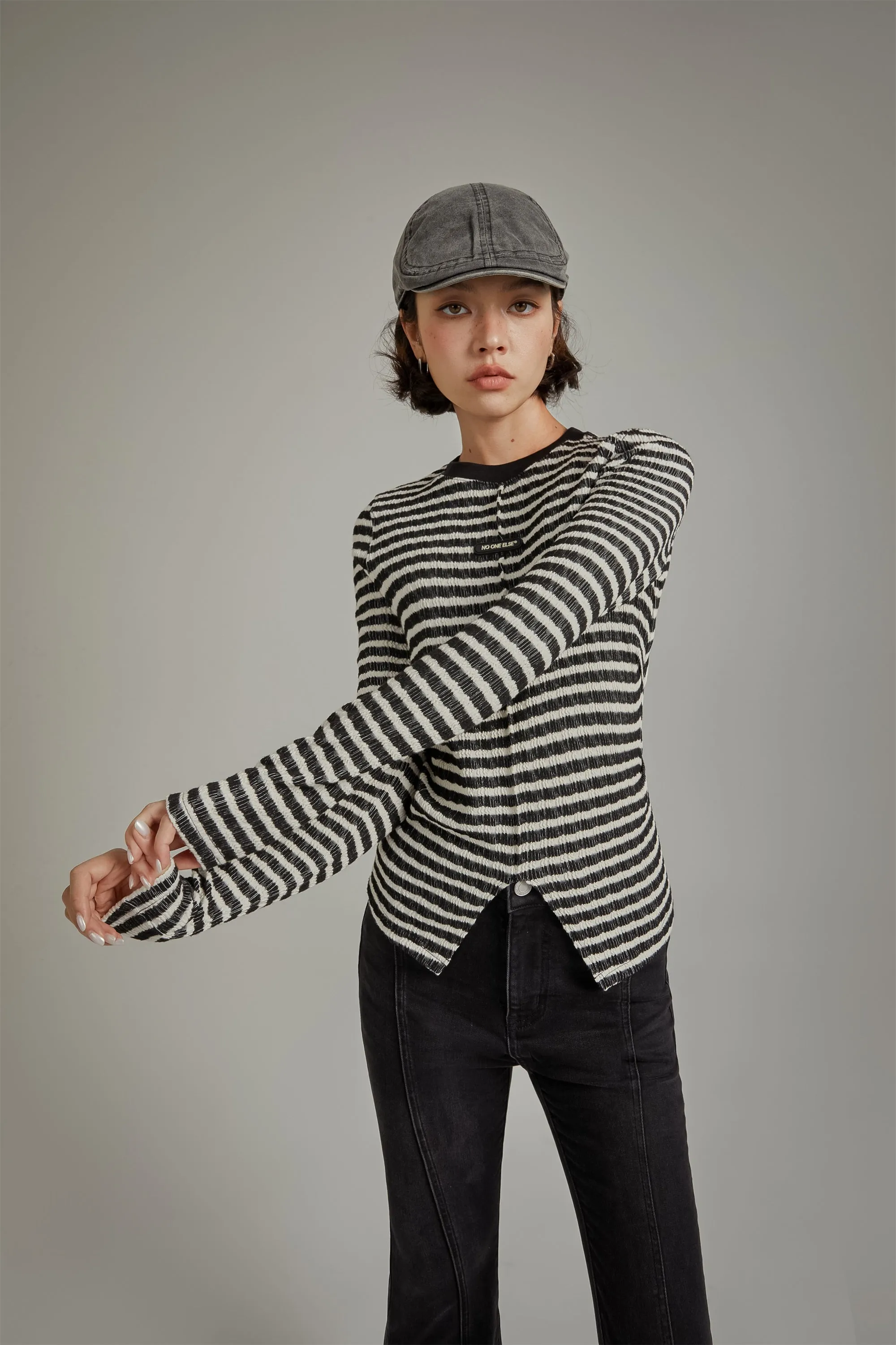 Slit Slim Stripe T-Shirt