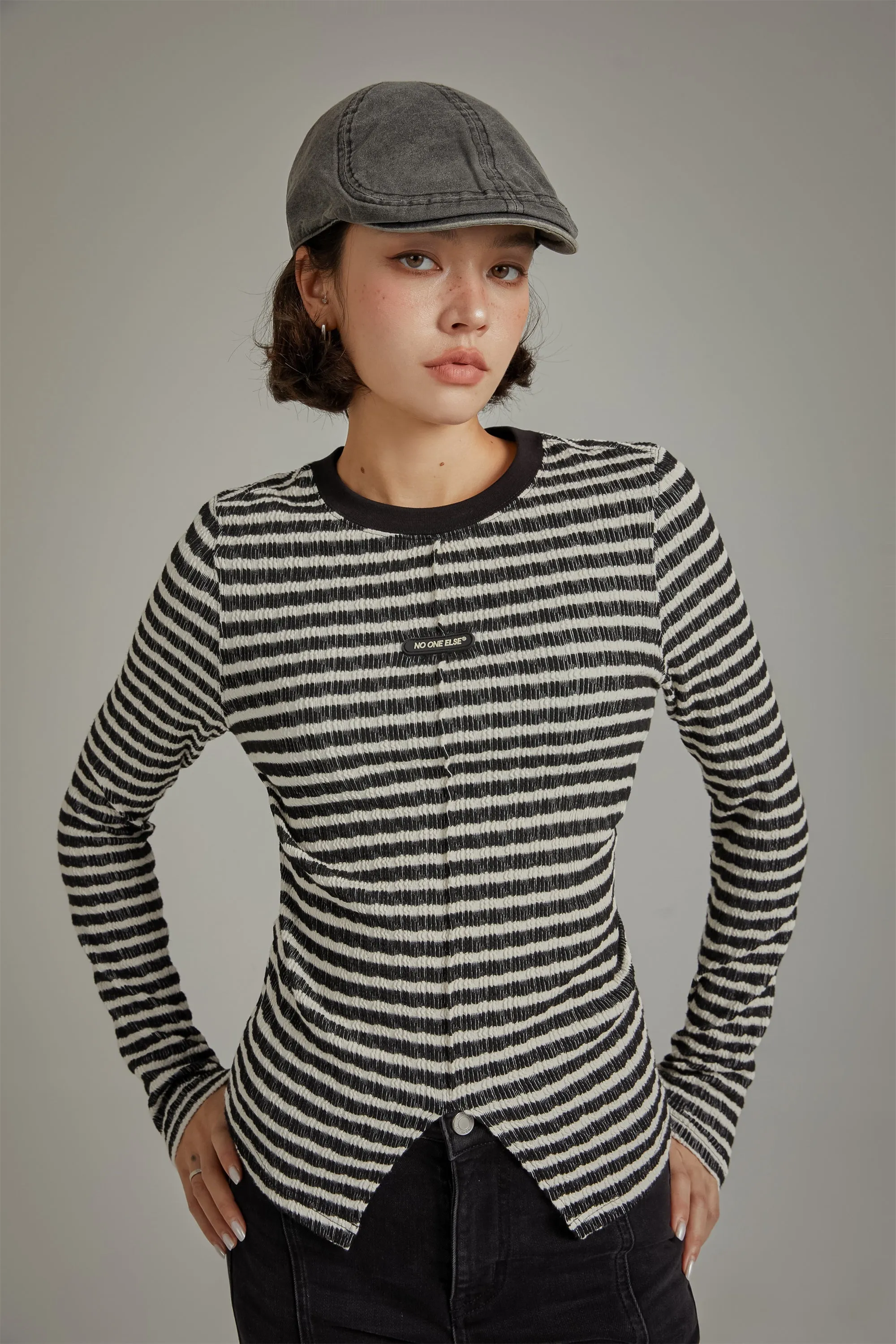 Slit Slim Stripe T-Shirt