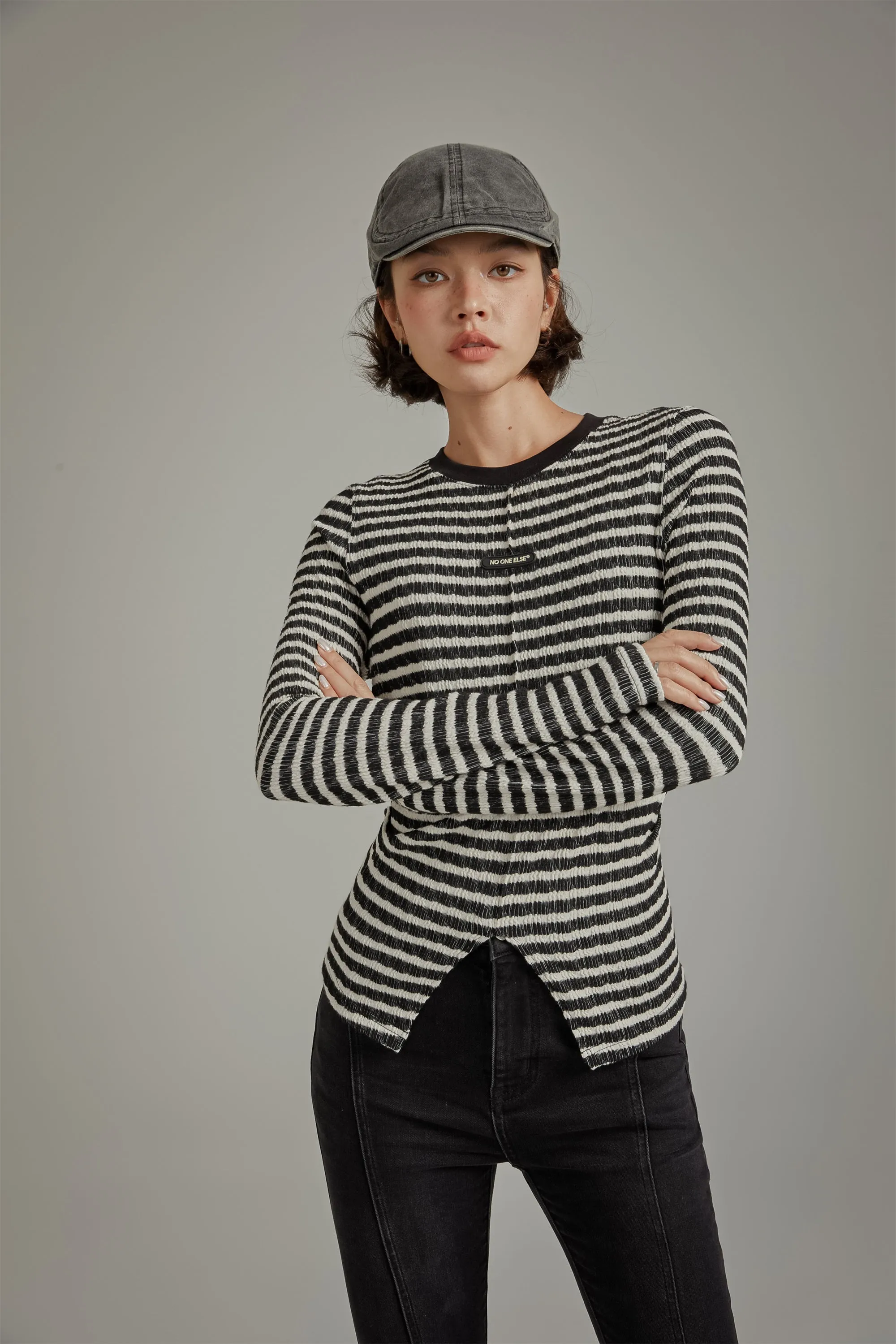 Slit Slim Stripe T-Shirt