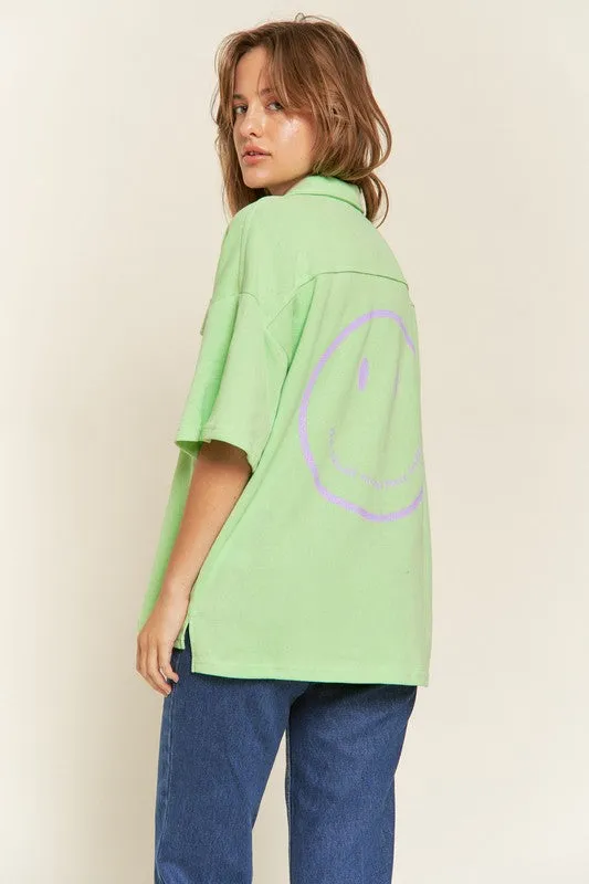 SMILE FACE BACK SHIRTS TOP - Plus Size - Online Exclusive