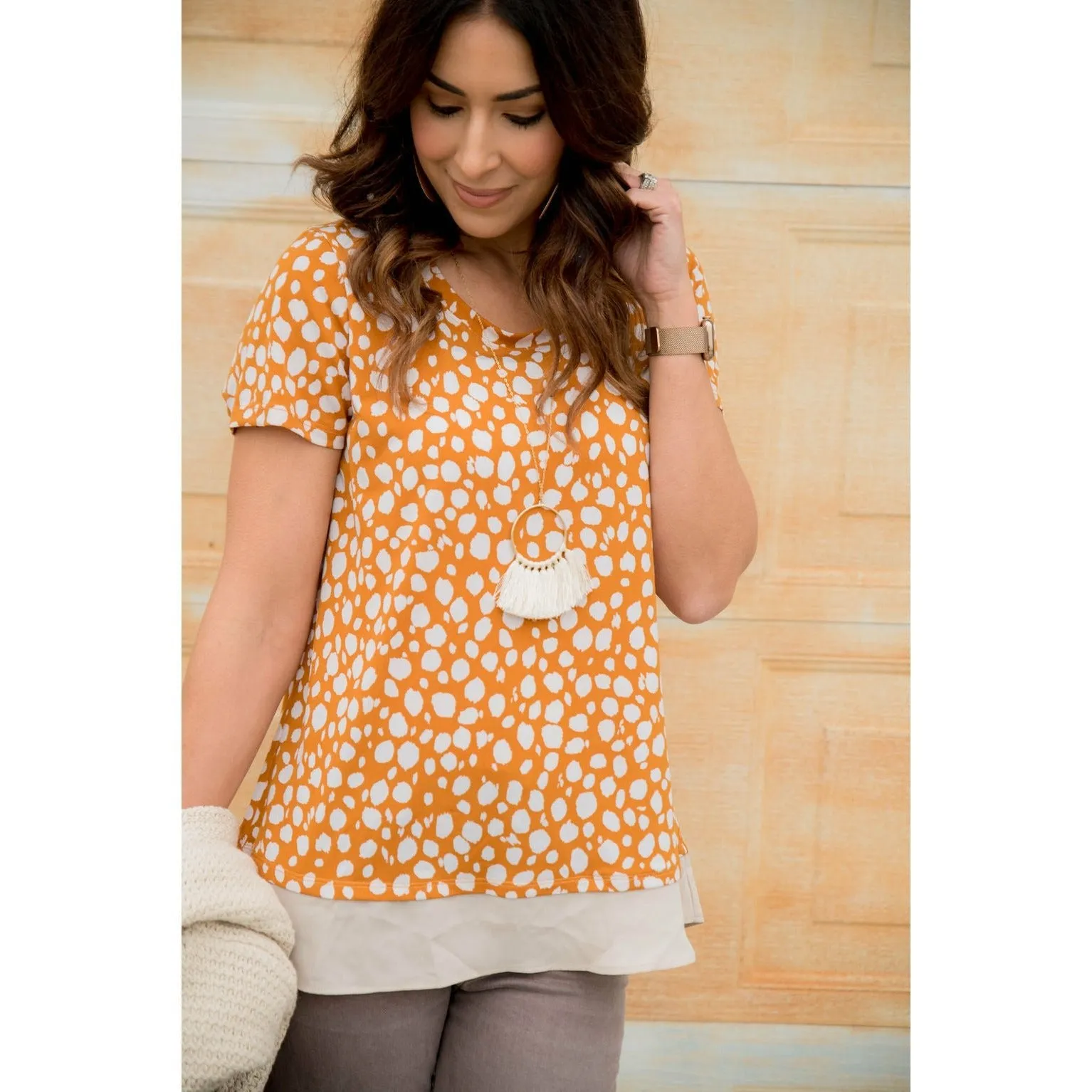 Spotted Blouse Bottom Tee