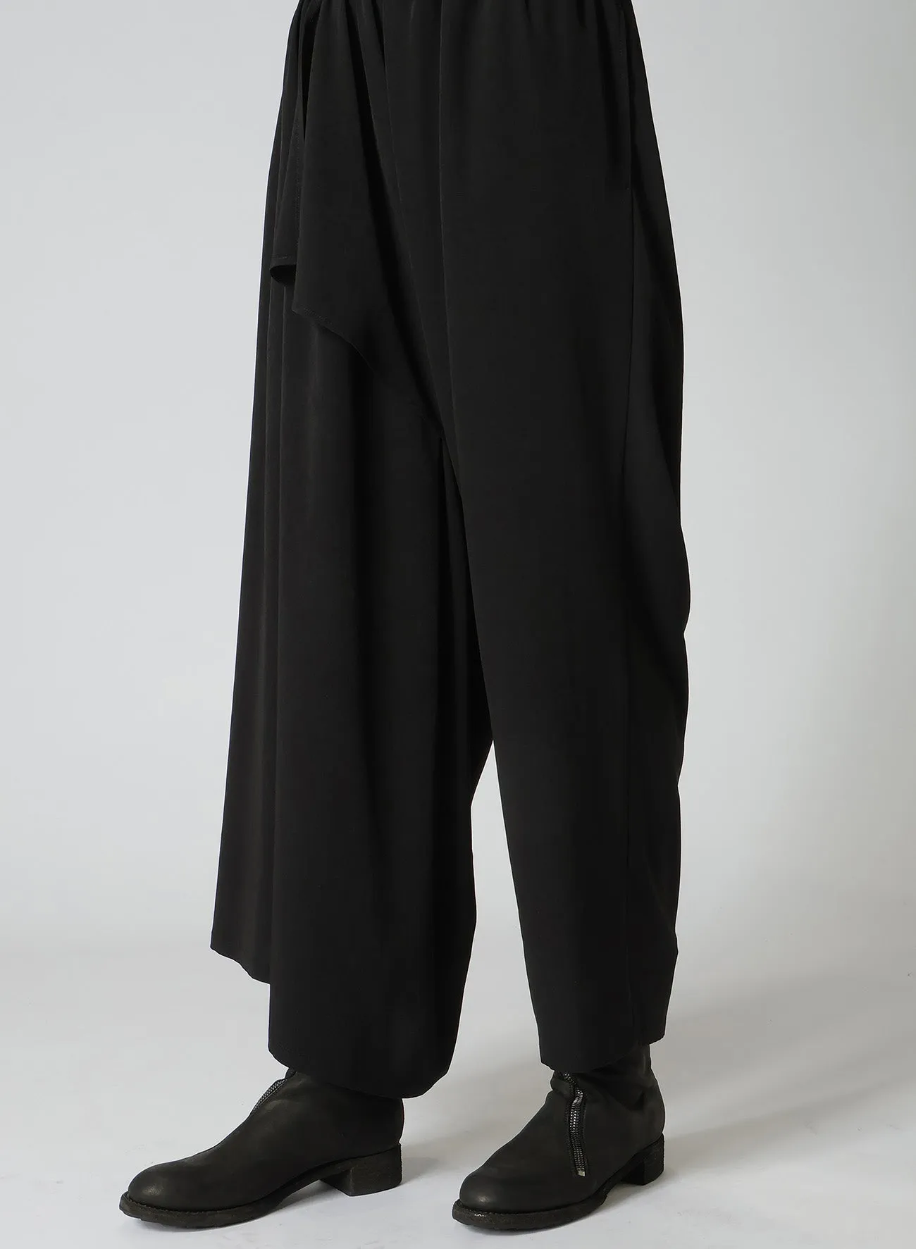 TA/PE CREPE DE CHINE GATHERED WRAP PANTS